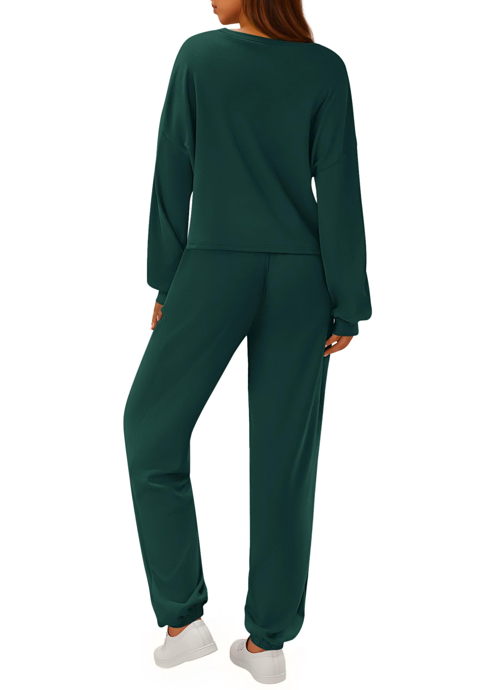 Chichi Women's Two Piece Outfits Lounge Sets Long Sleeve Pullover Tops Sweatpants Fall Fashion Matching Clothing Dark Green