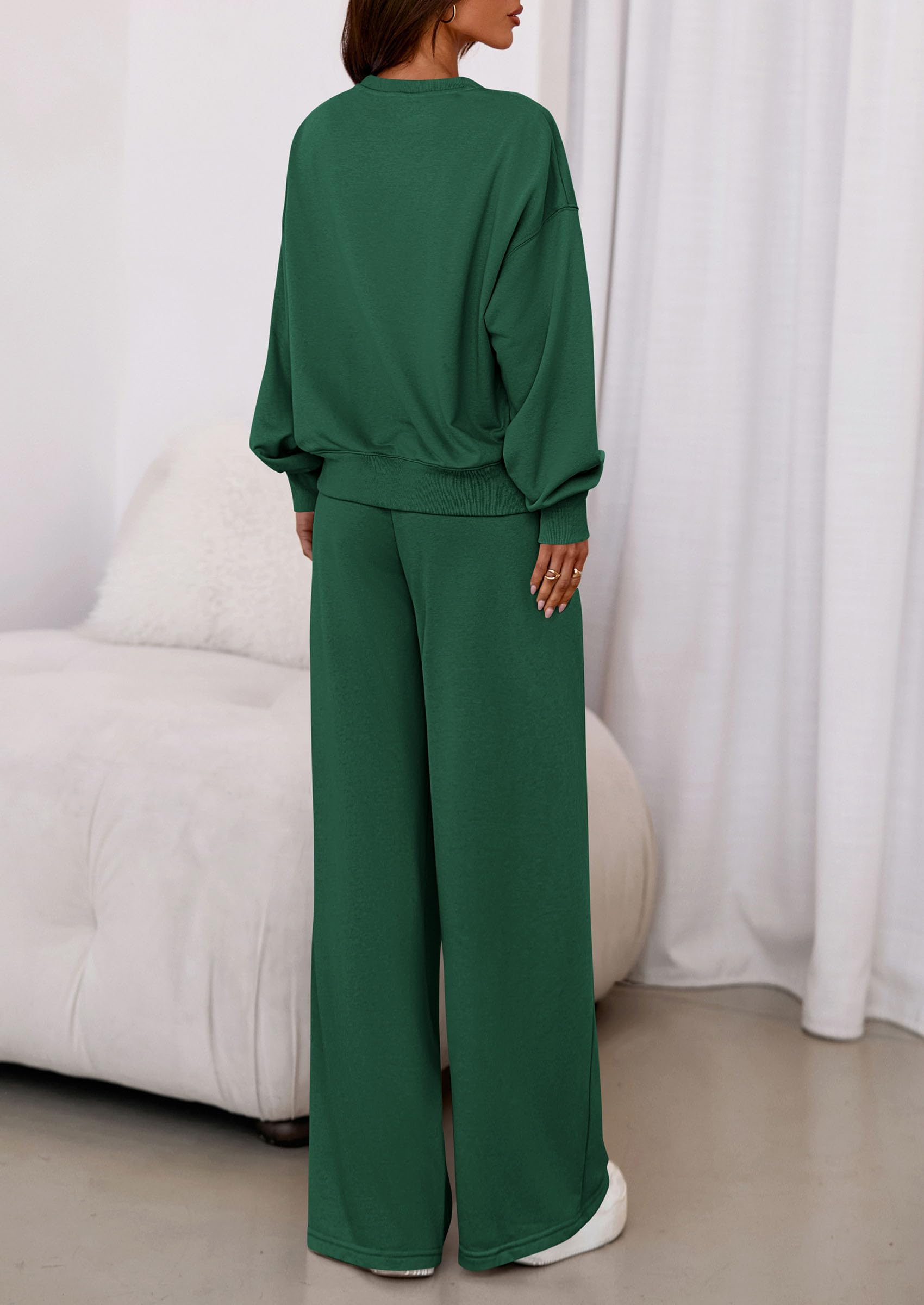 Chichi Womens 2 Piece Sets Long Sleeve Sweatshirt Wide Leg Pants Loose Matching Lounge Set Trendy Fall Outfits Army green