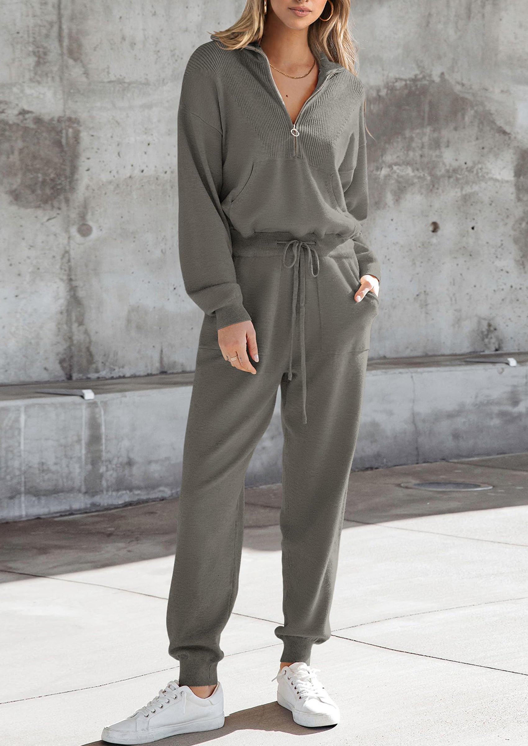 Chichi Women's 2 Piece Sweater Set Pullover Zip Up Sweatshirt Jogger Sweatpants Tracksuit Casual Outfit