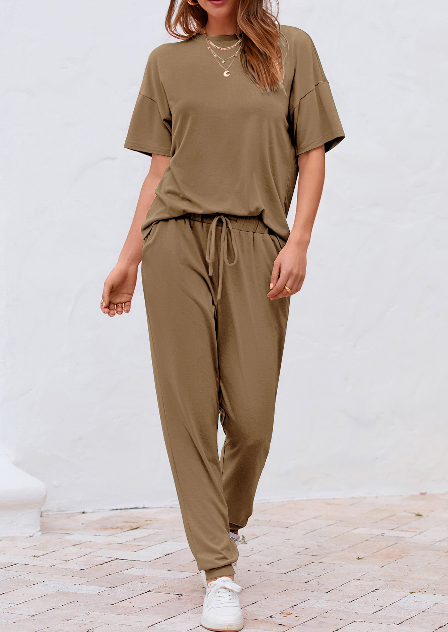 Chichi Women's Two Piece Lounge Sets Spring Summer Jogger Pants Vacation Outfits Travel Airplane Matching Clothes Dark Grey