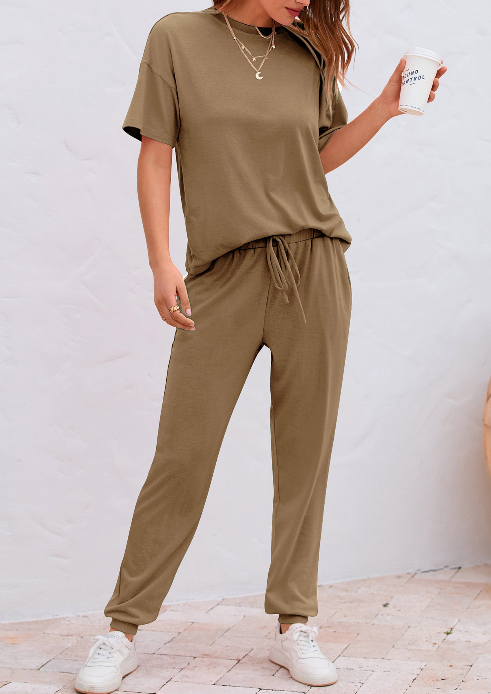 Chichi Women's Two Piece Lounge Sets Spring Summer Jogger Pants Vacation Outfits Travel Airplane Matching Clothes Dark Grey