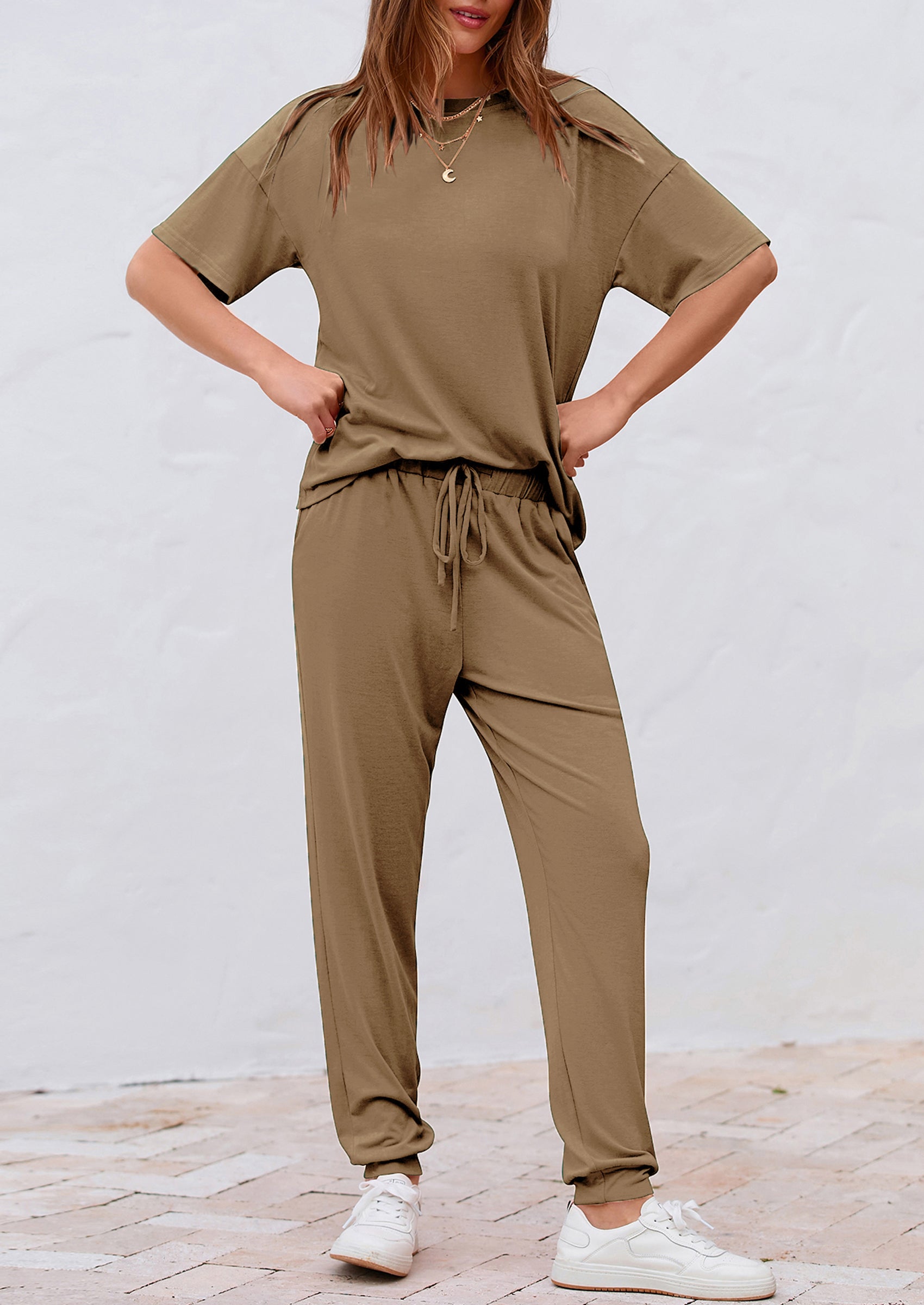 Chichi Women's Two Piece Lounge Sets Spring Summer Jogger Pants Vacation Outfits Travel Airplane Matching Clothes Dark Grey