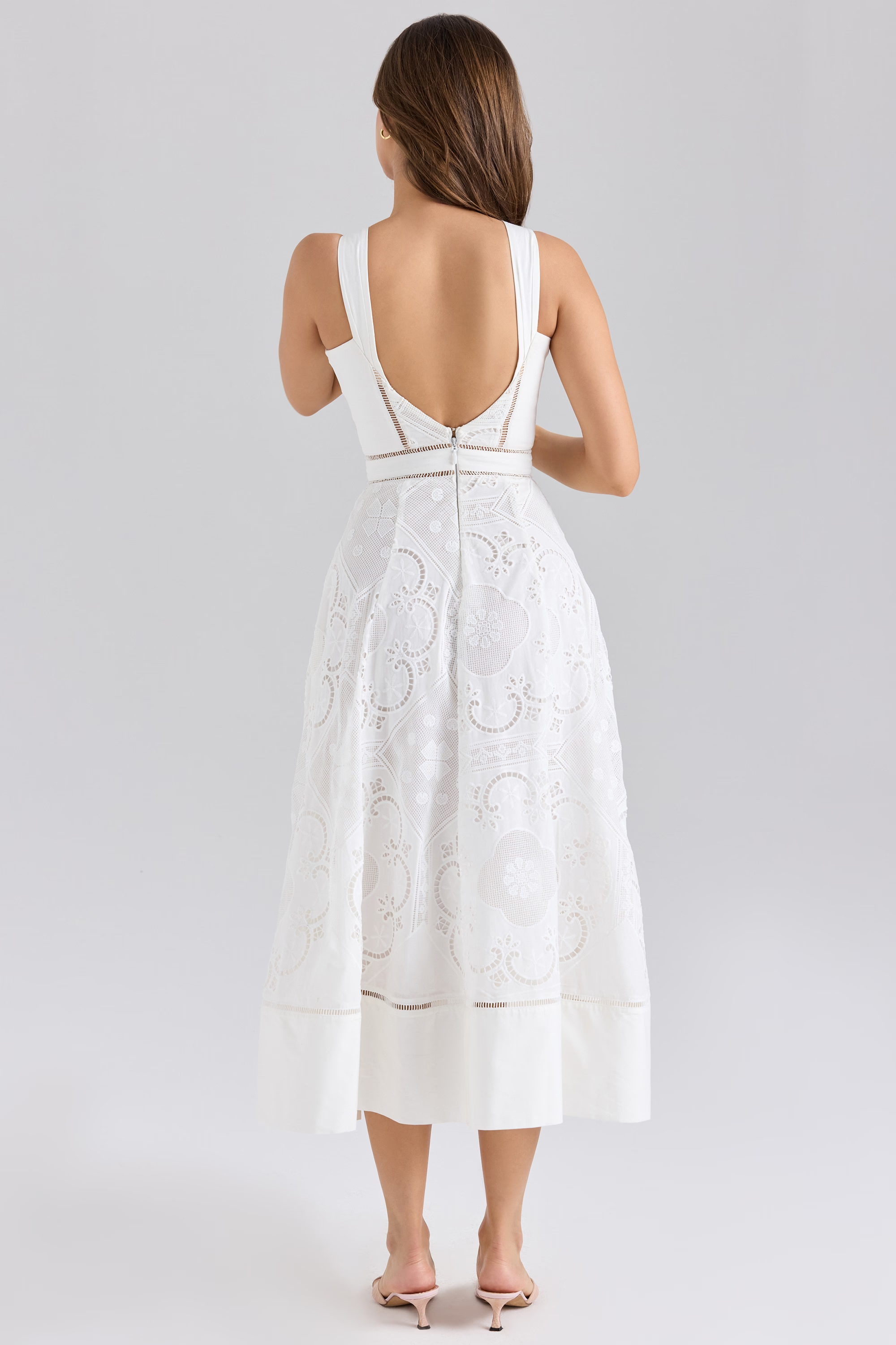 Alina | Lace Midi Dress White