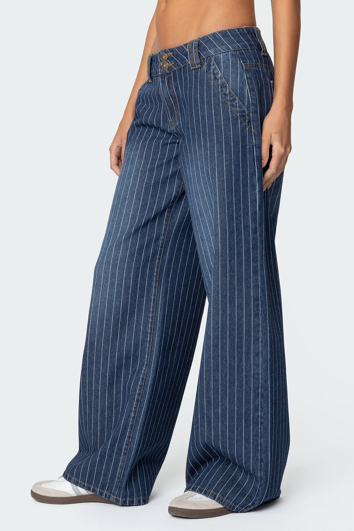 Angel | Striped Low Rise Jeans Blue