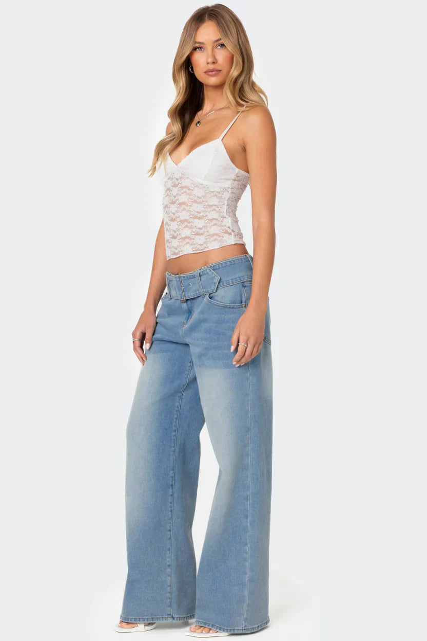 Azalea | Sheer Lace Top White
