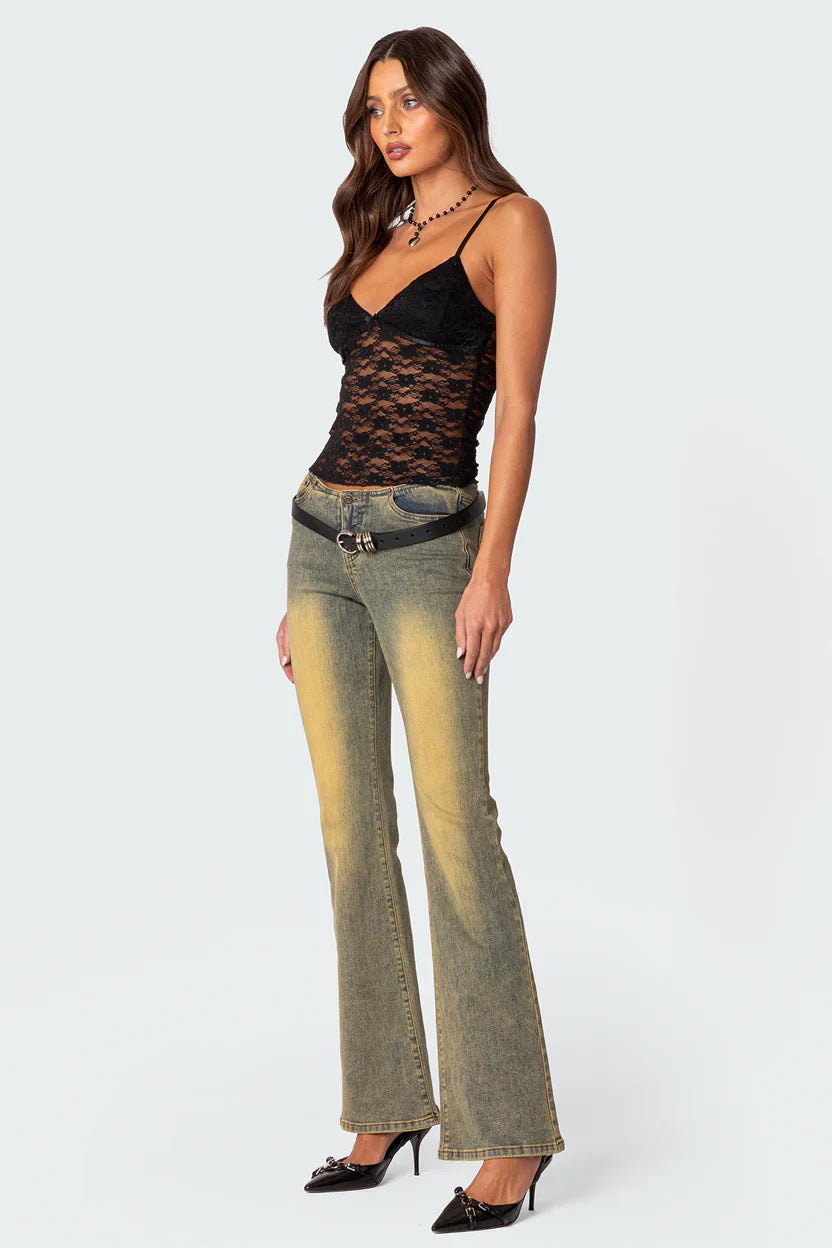Azalea | Sheer Lace Top Black