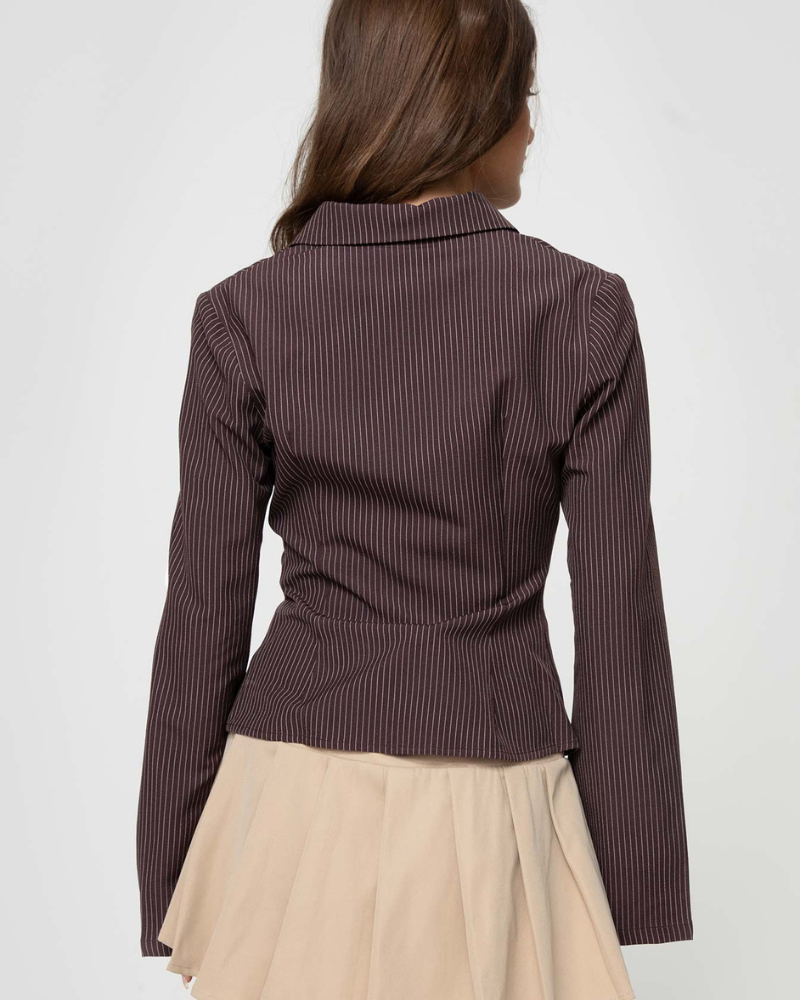 Klara | Elegant Striped Blouse Brown