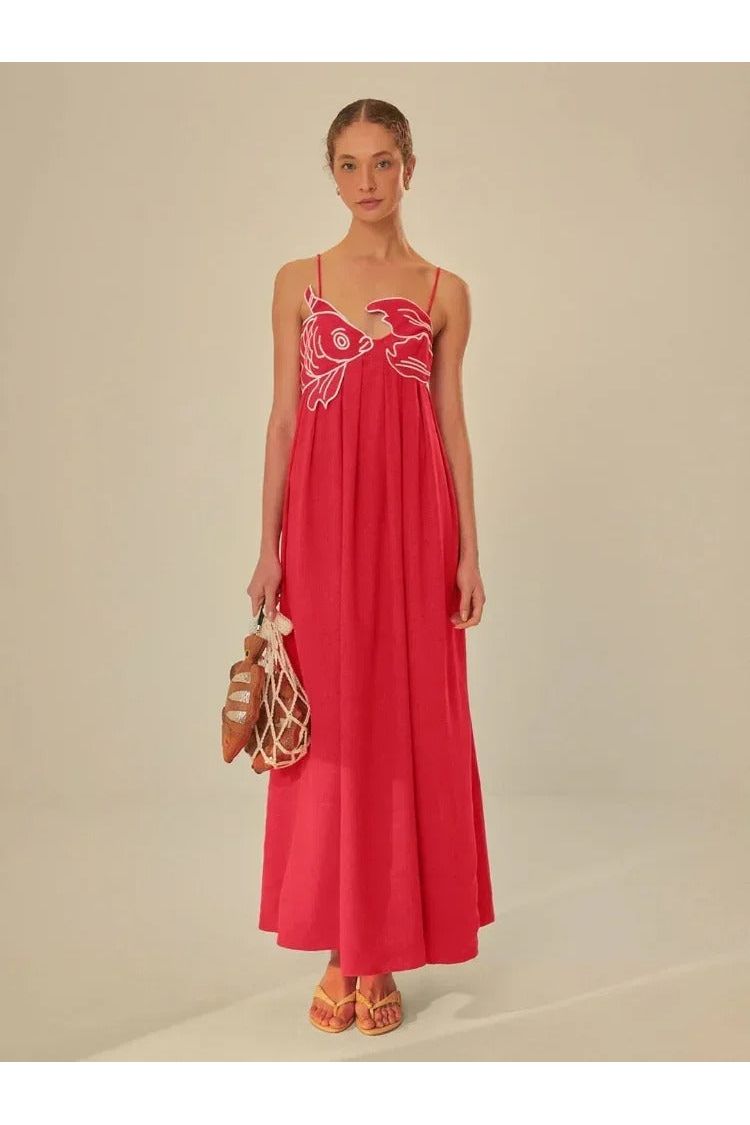 Brielle | Seafish Maxi Dress Red