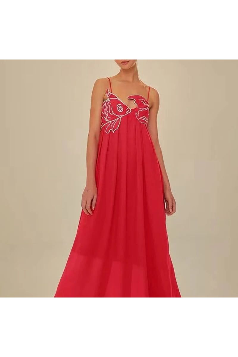 Brielle | Seafish Maxi Dress Red