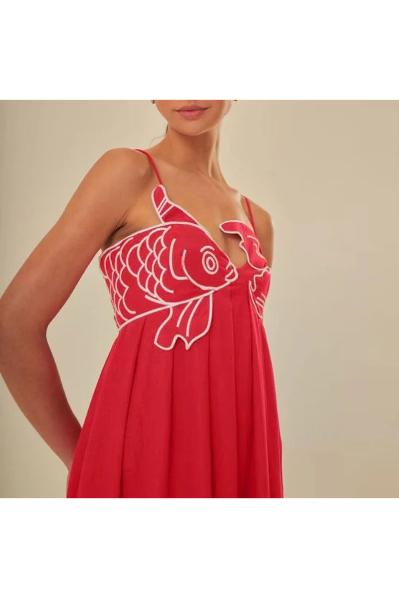 Brielle | Seafish Maxi Dress Red