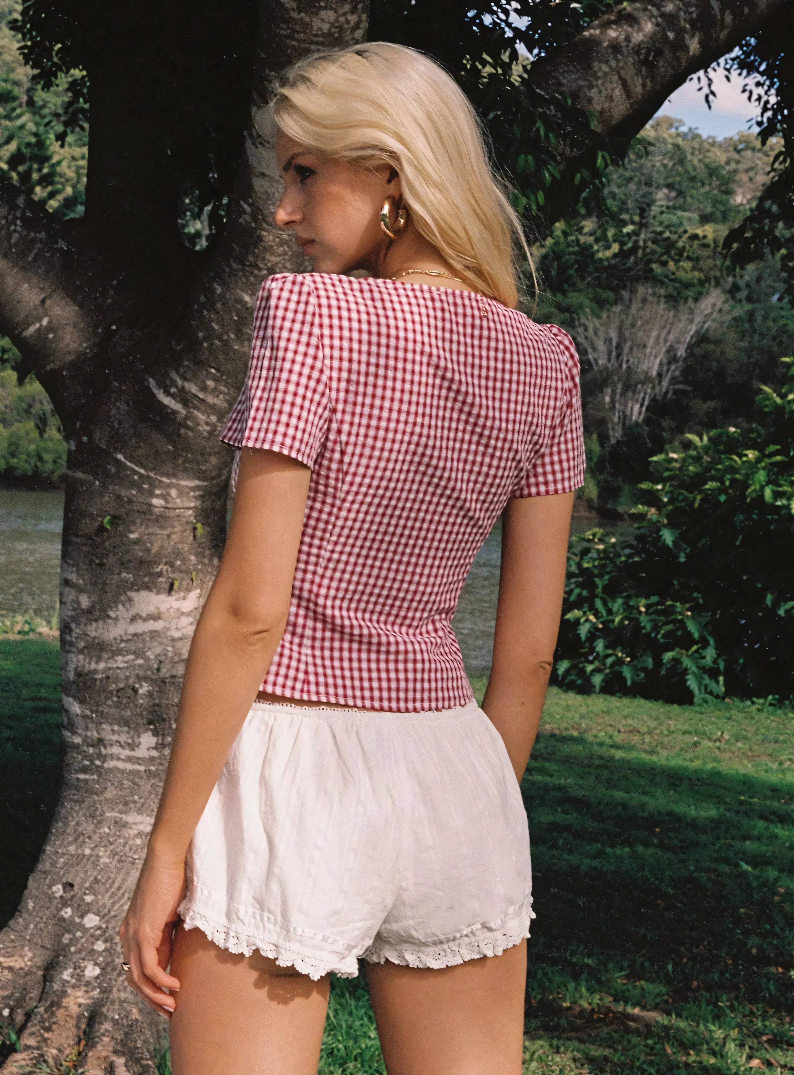 Honey | Red Gingham Top Red