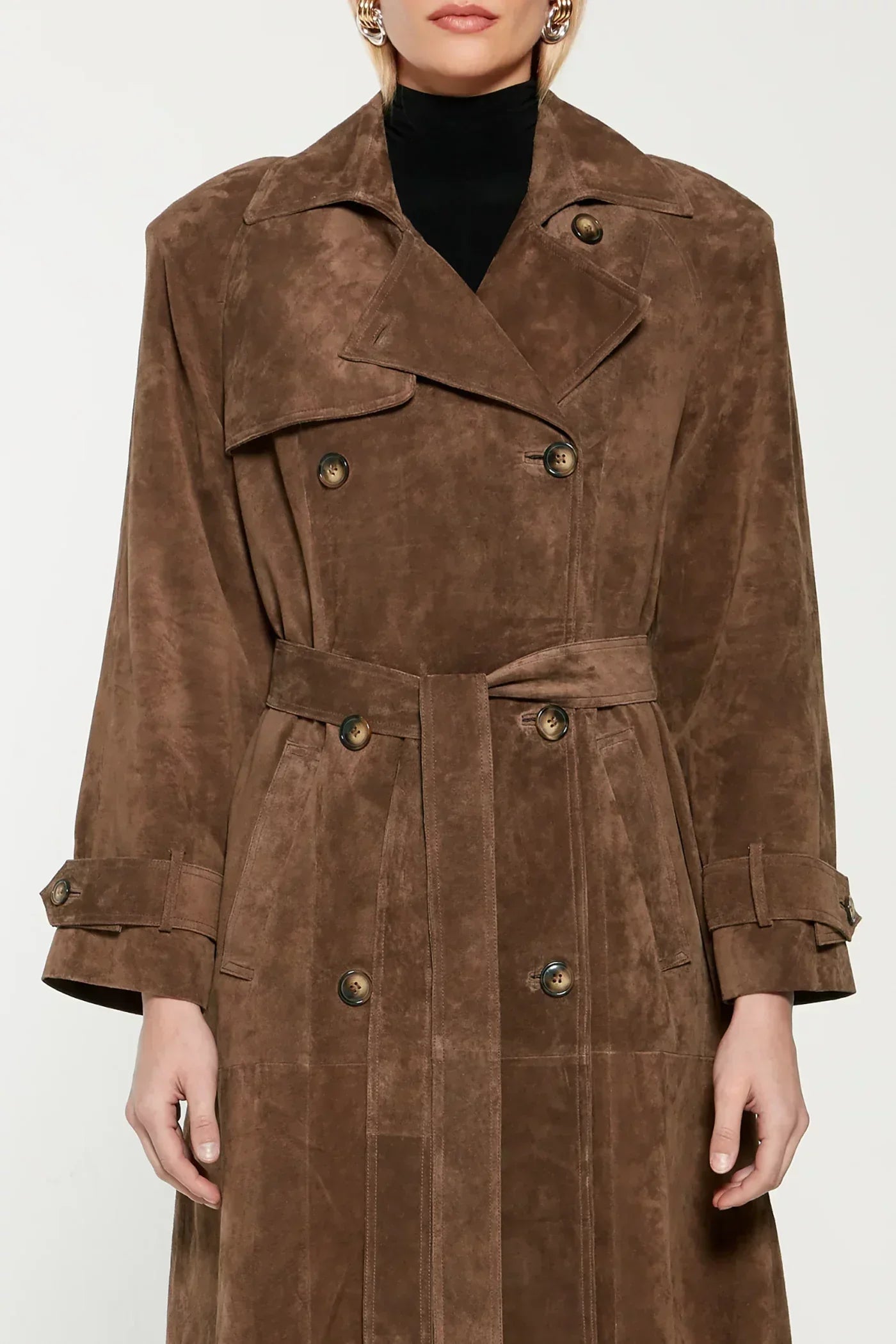 Faela | Suede Trench Coat Brown