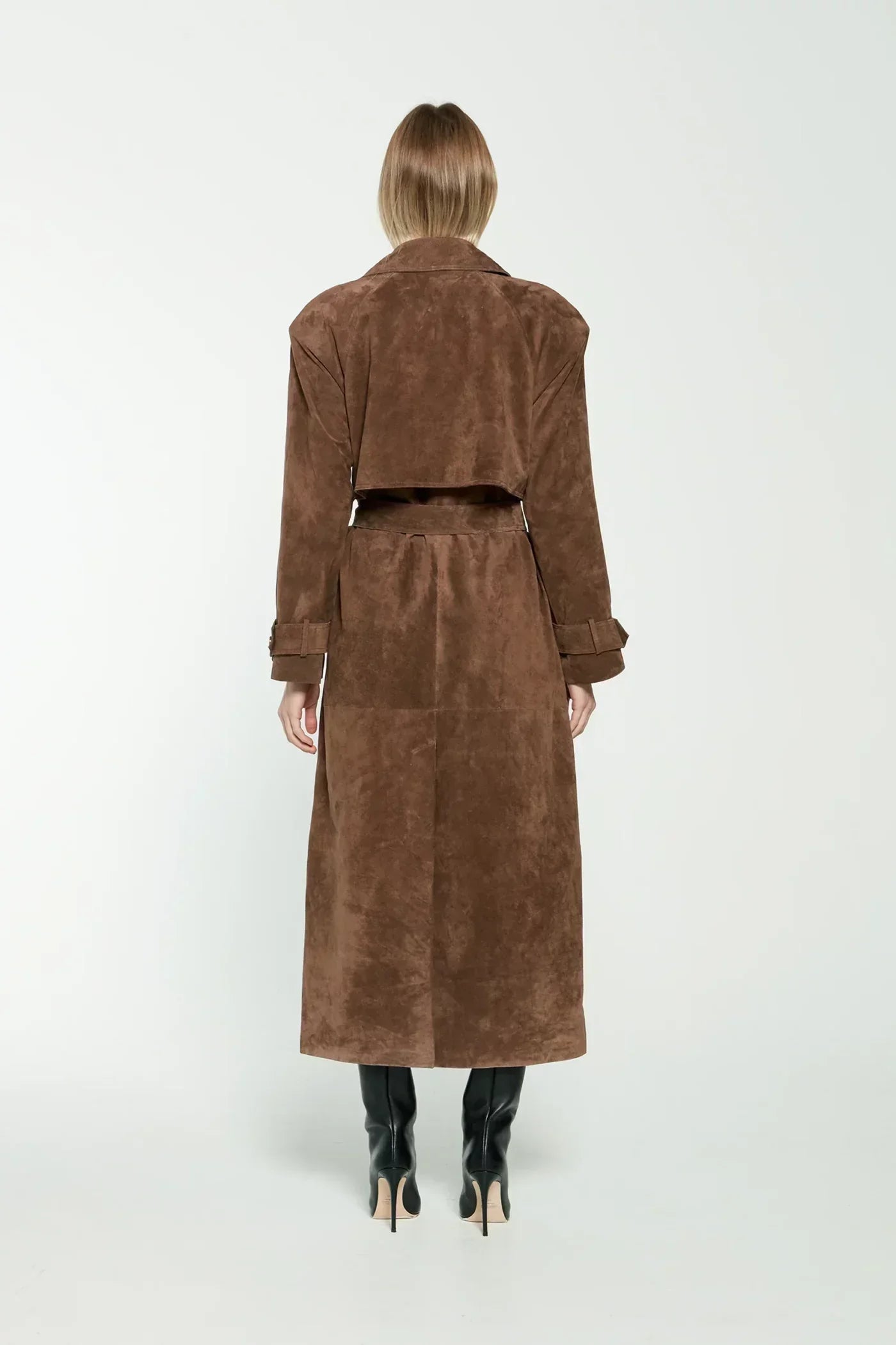 Faela | Suede Trench Coat Brown