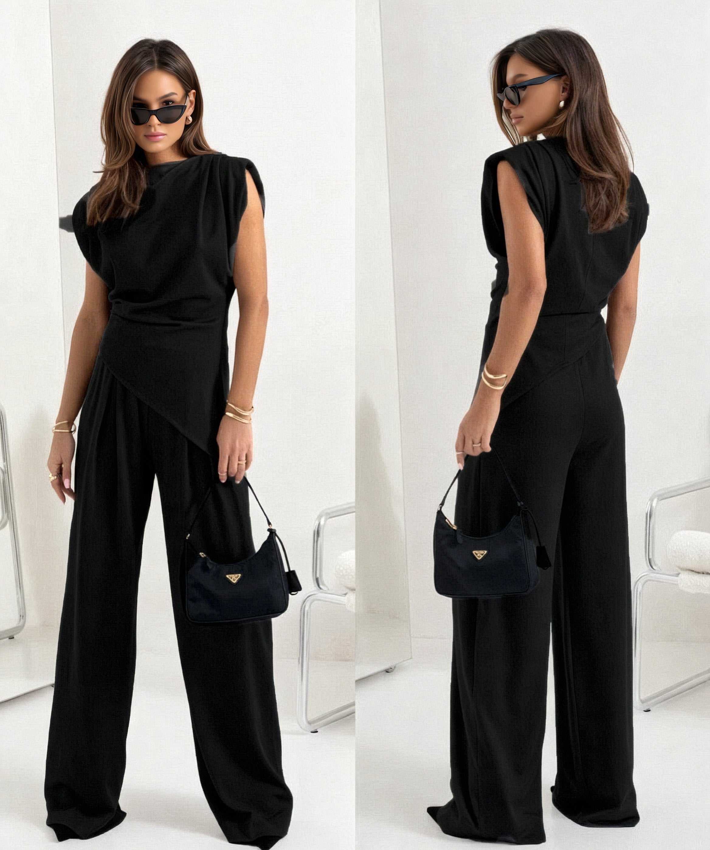 Aveline | Sleeveless Two-Piece Set Black