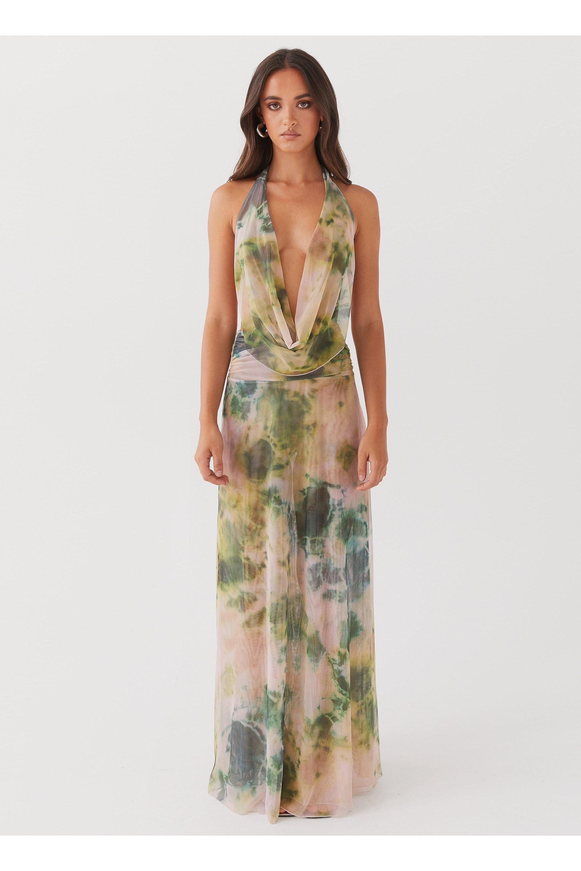 Lottie | Multicolor Maxi Dress Green