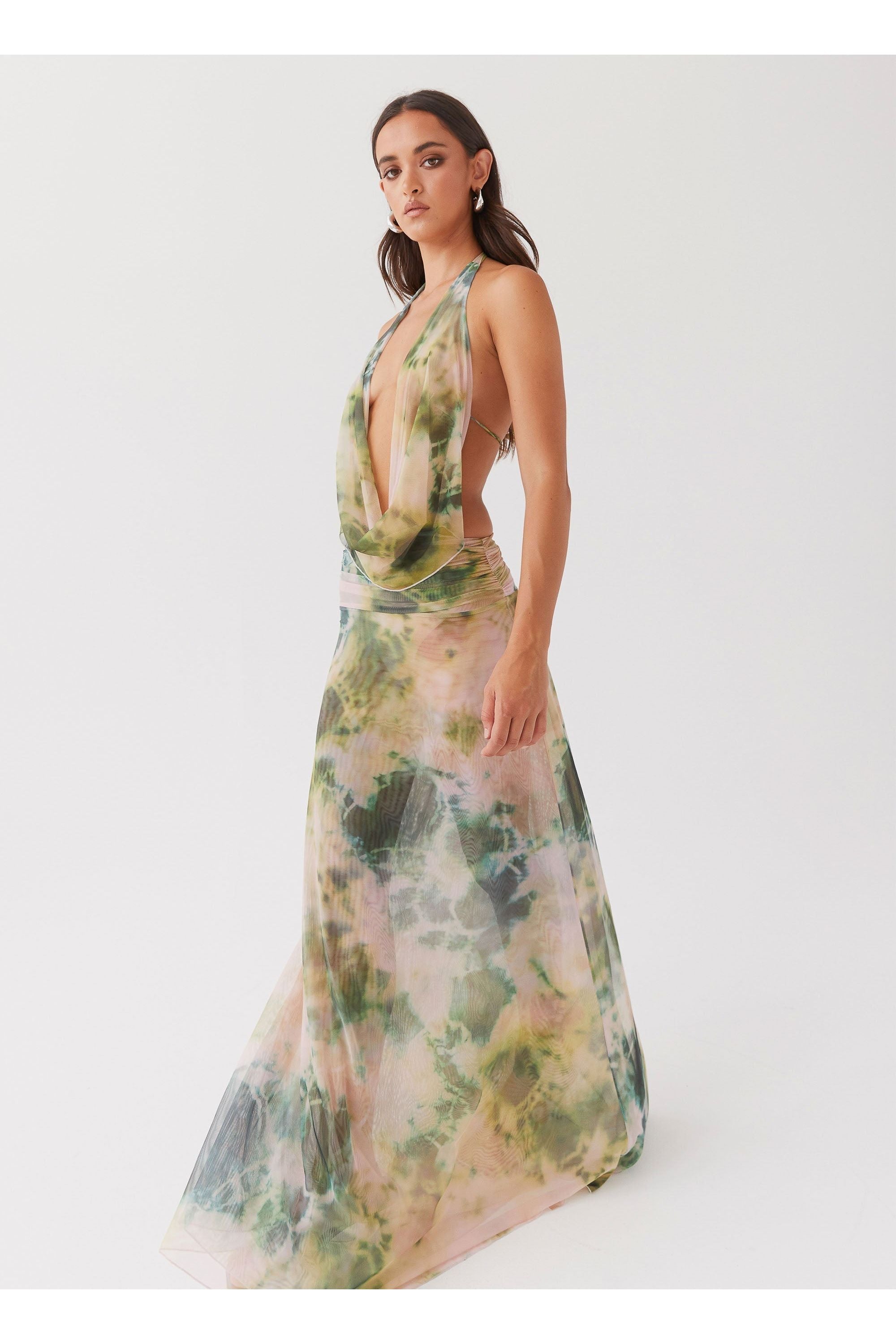 Lottie | Multicolor Maxi Dress Green