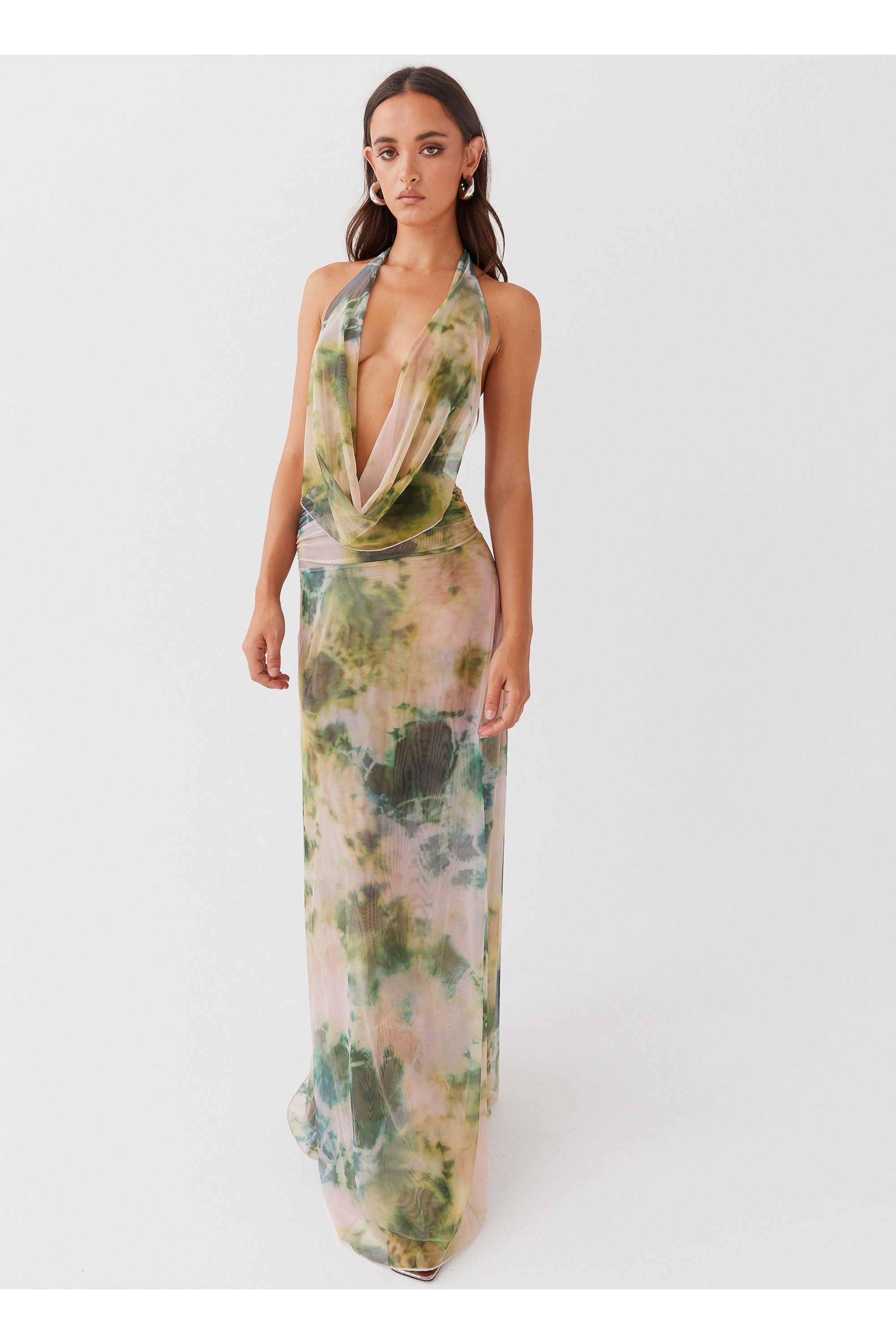 Lottie | Multicolor Maxi Dress Green