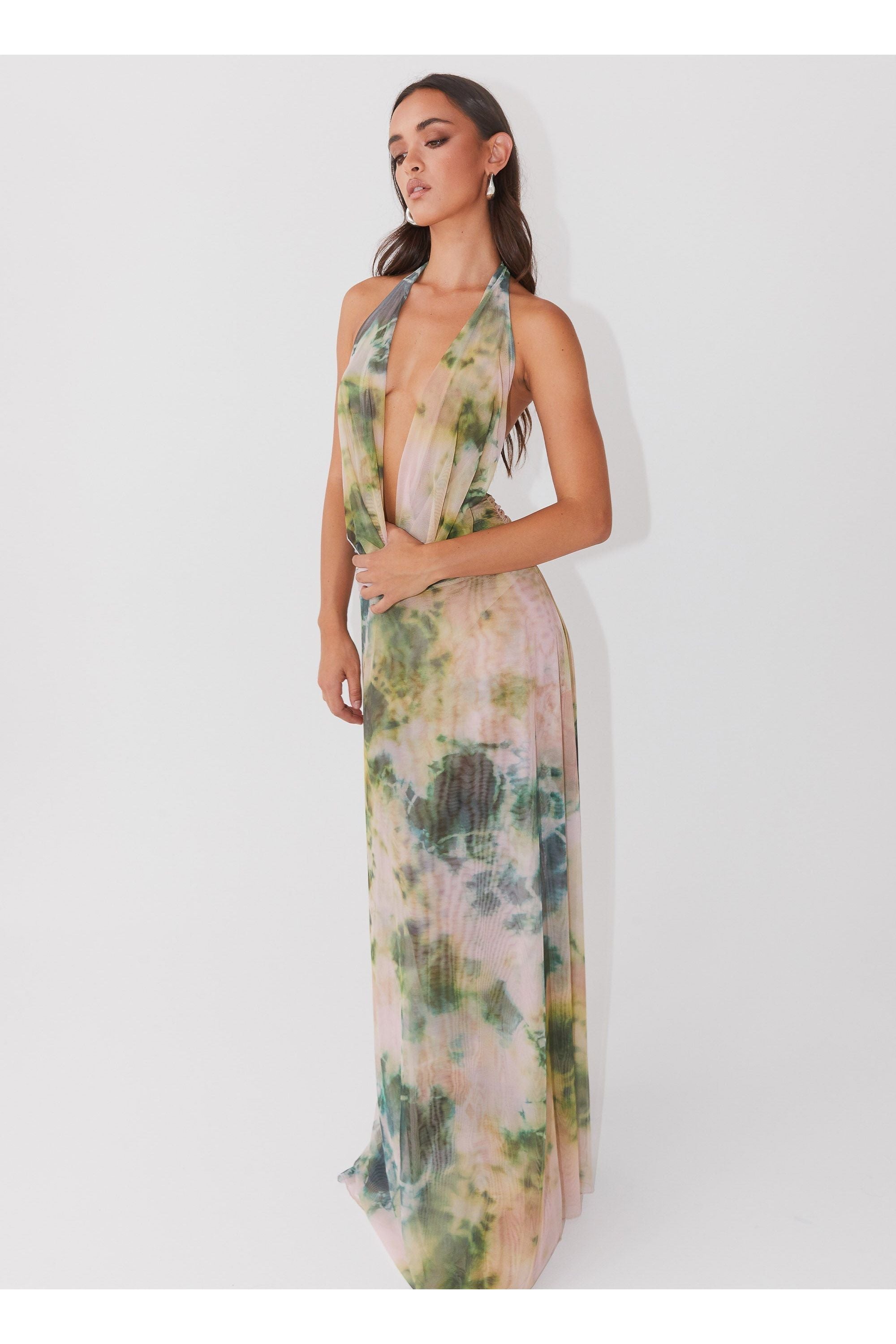 Lottie | Multicolor Maxi Dress Green