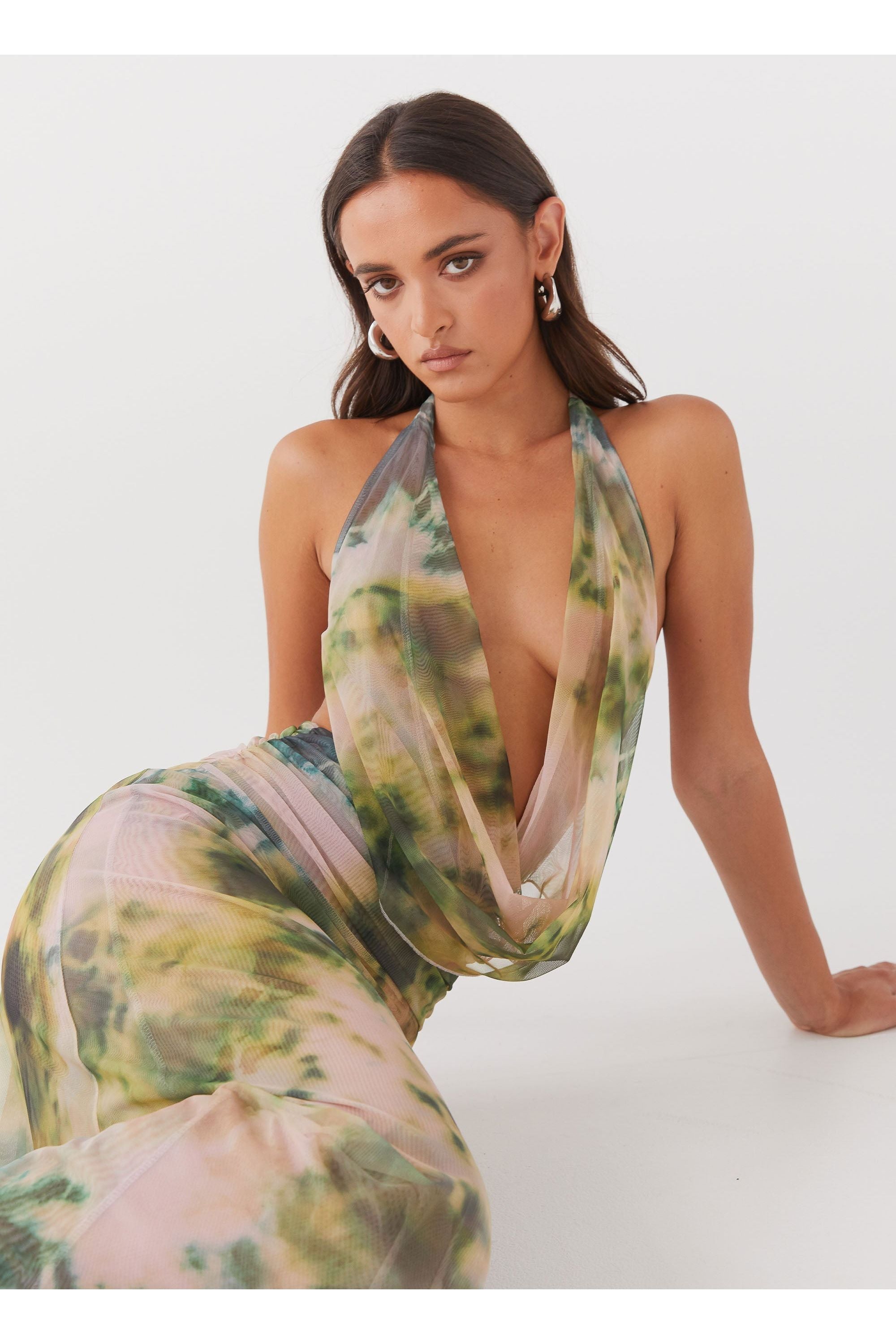 Lottie | Multicolor Maxi Dress Green