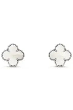 Clover Diamonds Earrings Silver White