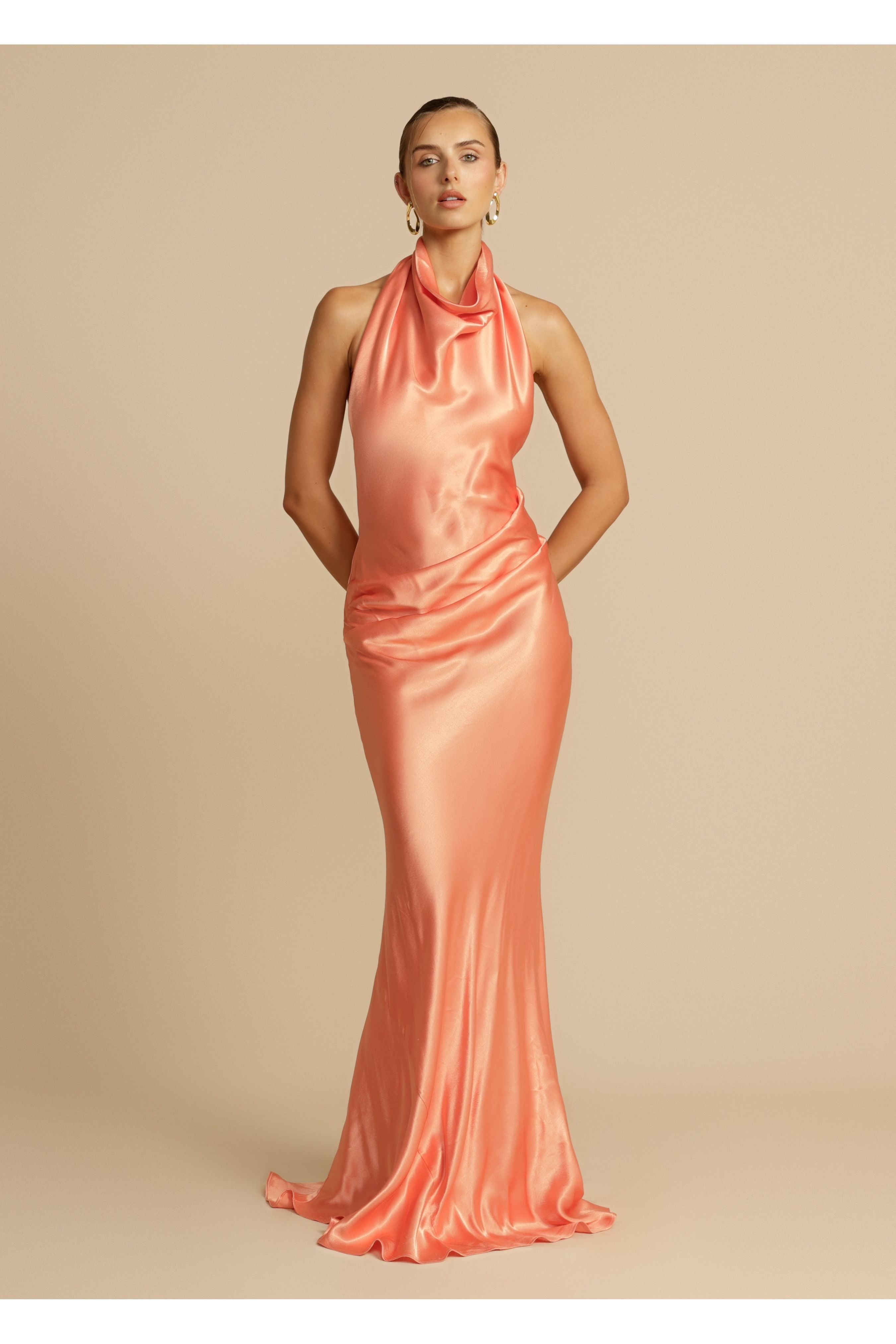 Amara | Satin Maxi Dress Orange