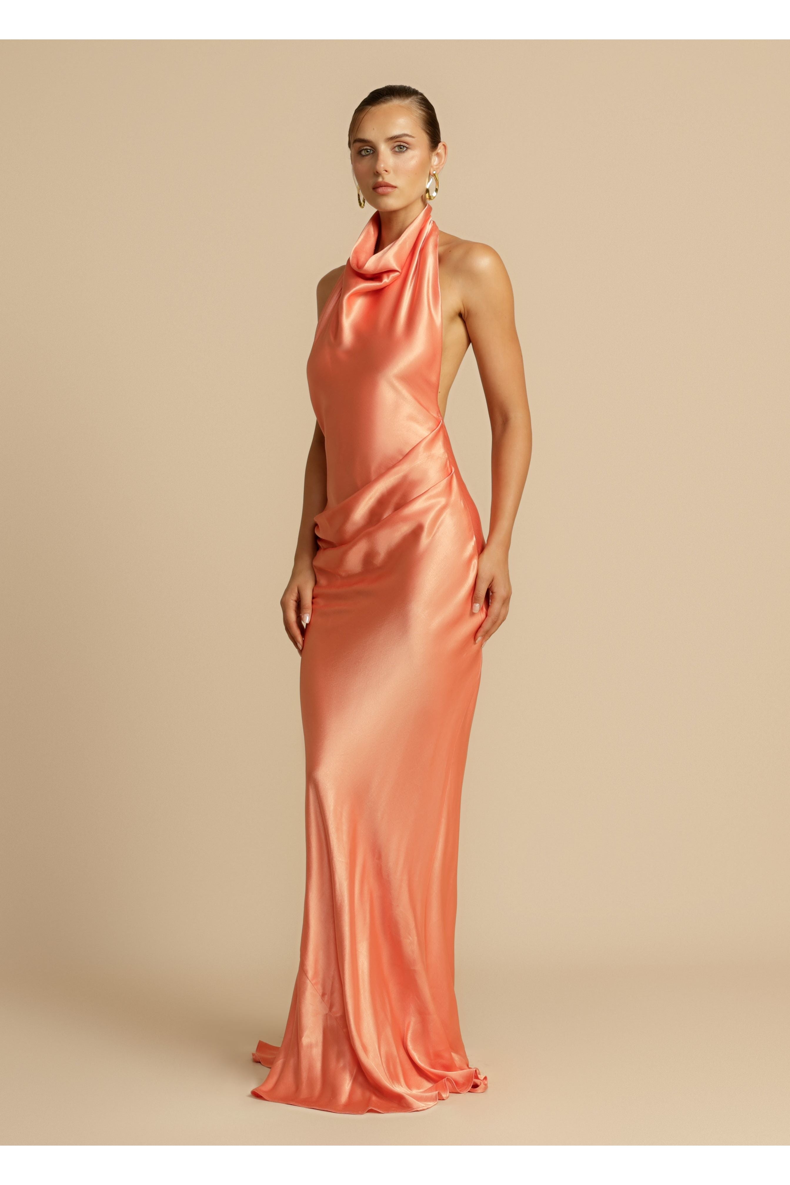 Amara | Satin Maxi Dress Orange