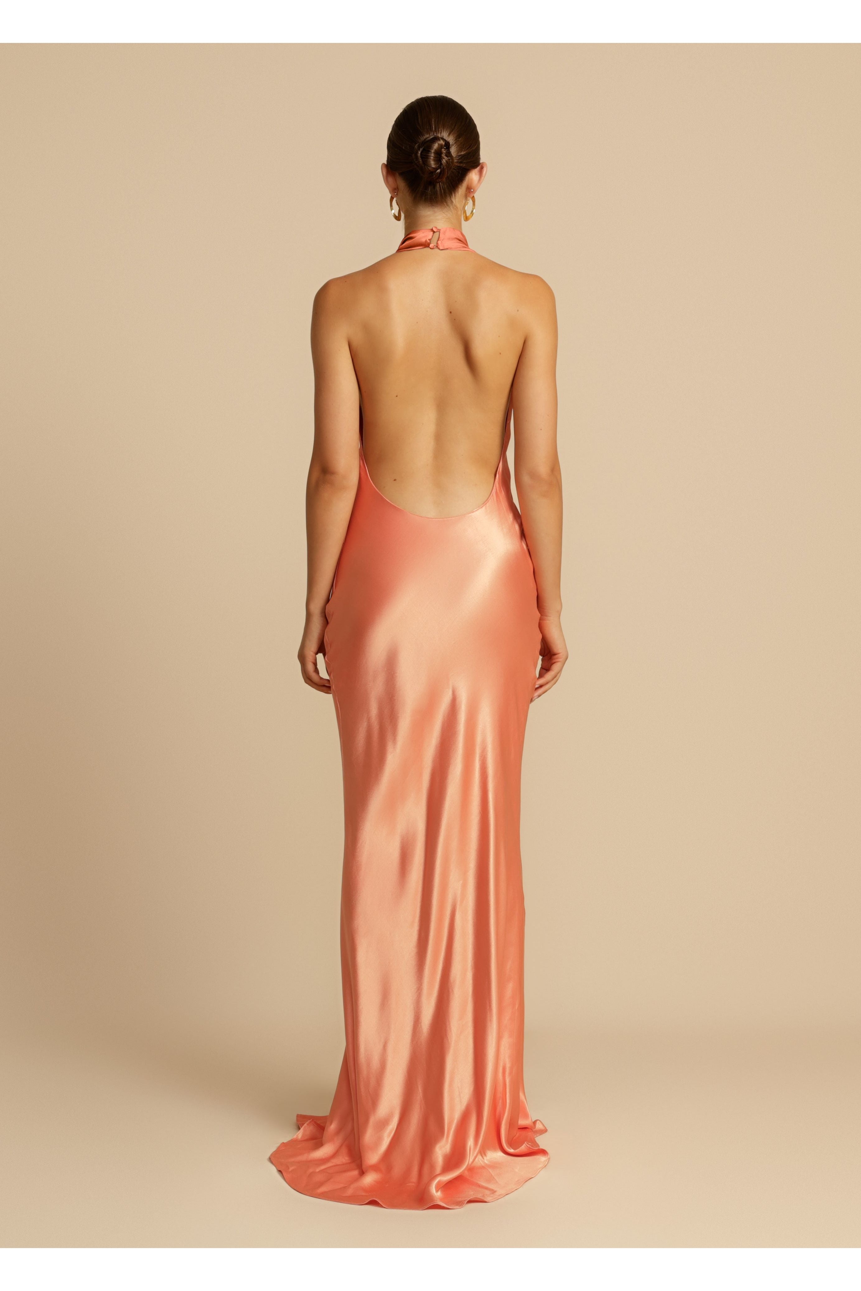 Amara | Satin Maxi Dress Orange