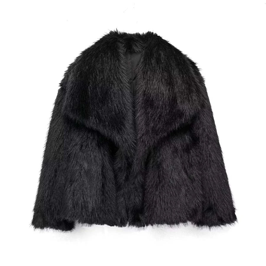 Ophelia | Faux Fur Coat Black