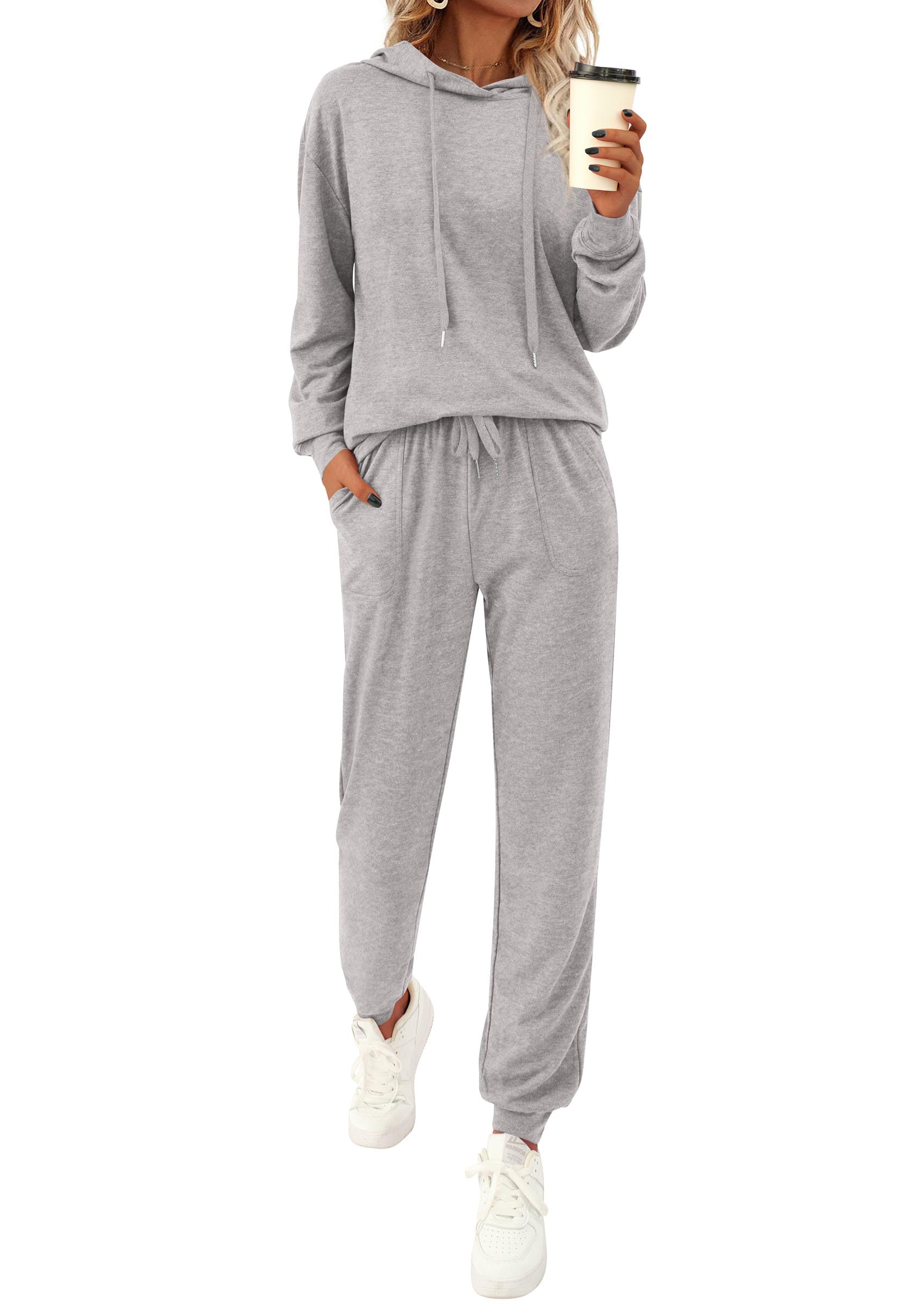 Chichi Women's Two Piece Outfits Sweatsuits Lounge Sets Hoodies Sweatshirt Joggers Sweatpants Fall Fashion Clothes Grey