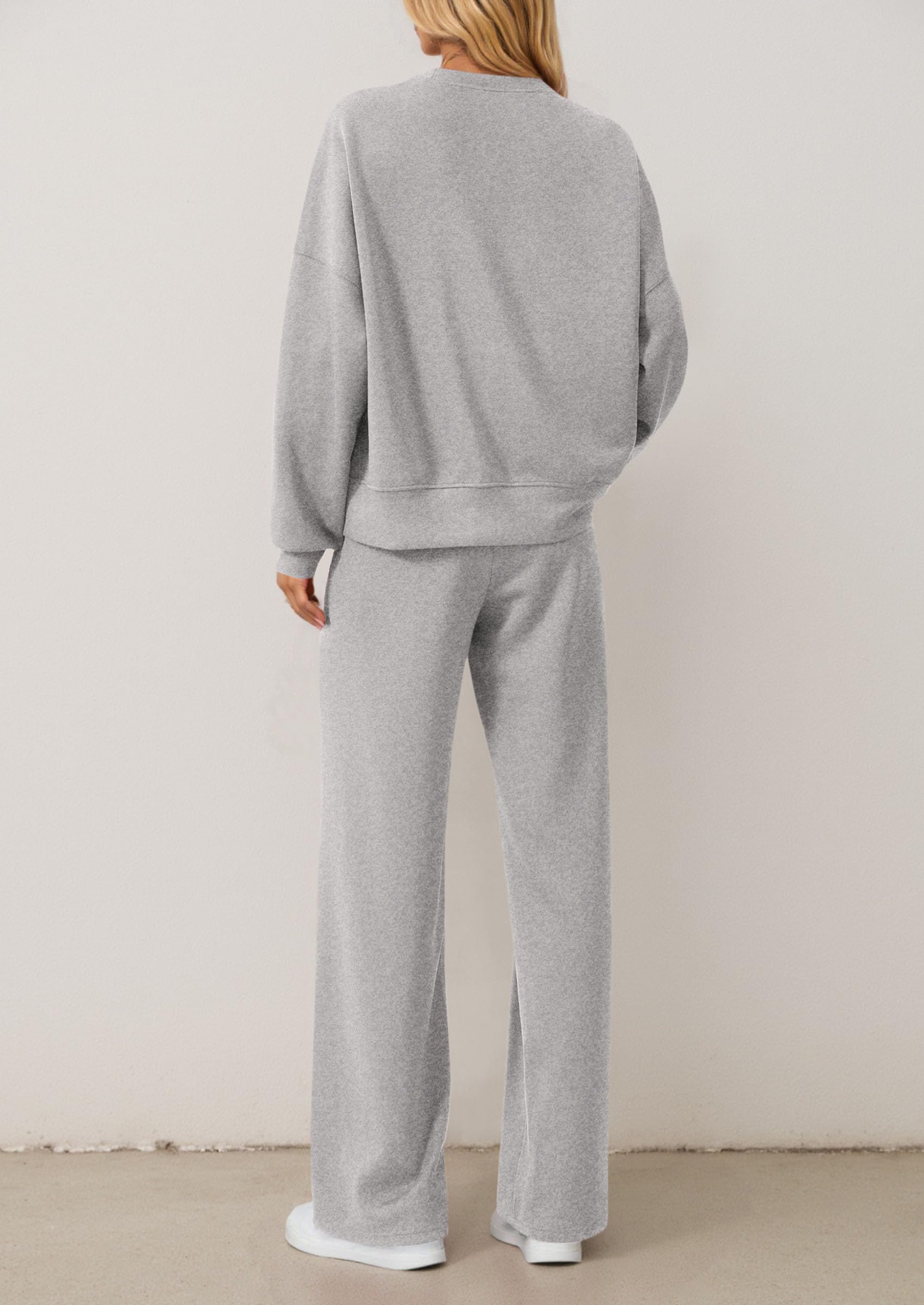 Chichi 2 Piece Sets For Women Fall Trendy Long Sleeve Sweatshirt Wide Leg Pants Loungewear Set Matching Sweatsuit Grey