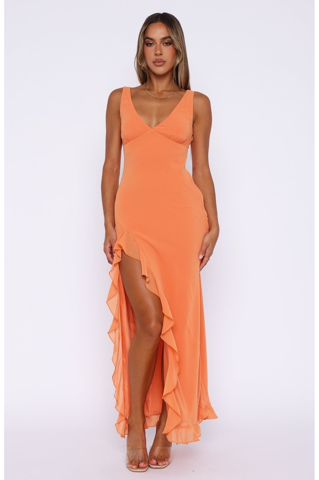 Abella | Ruffle Maxi Dress Orange
