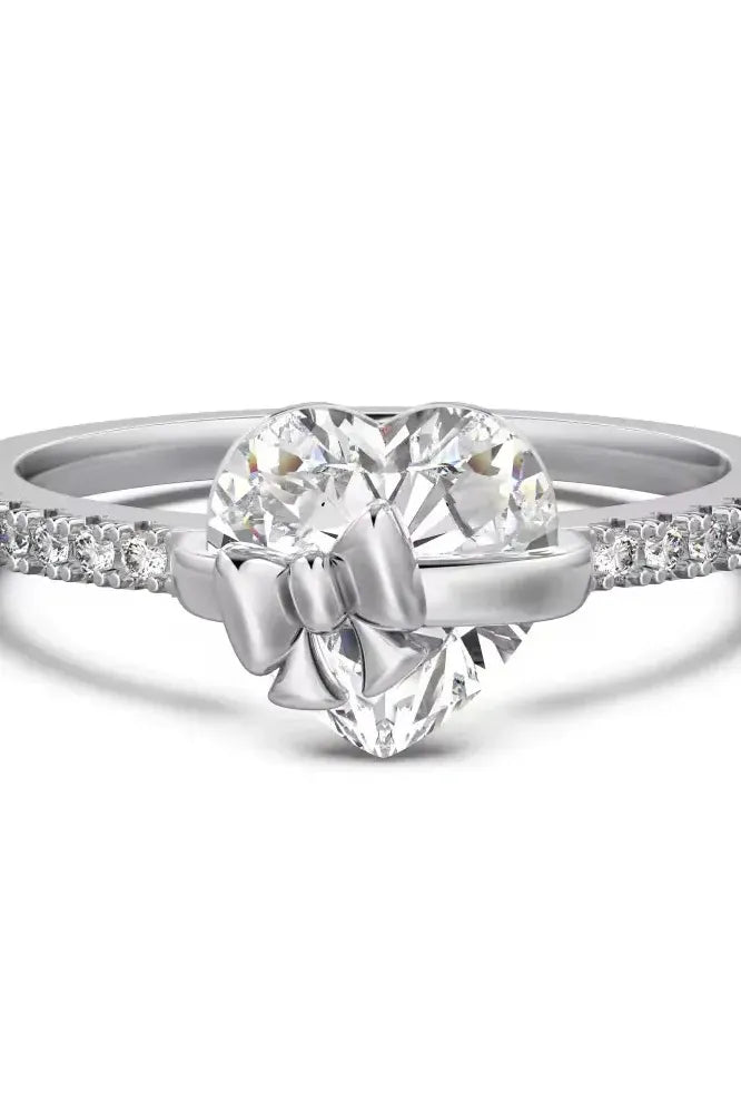 Heart Bow Ring Silver
