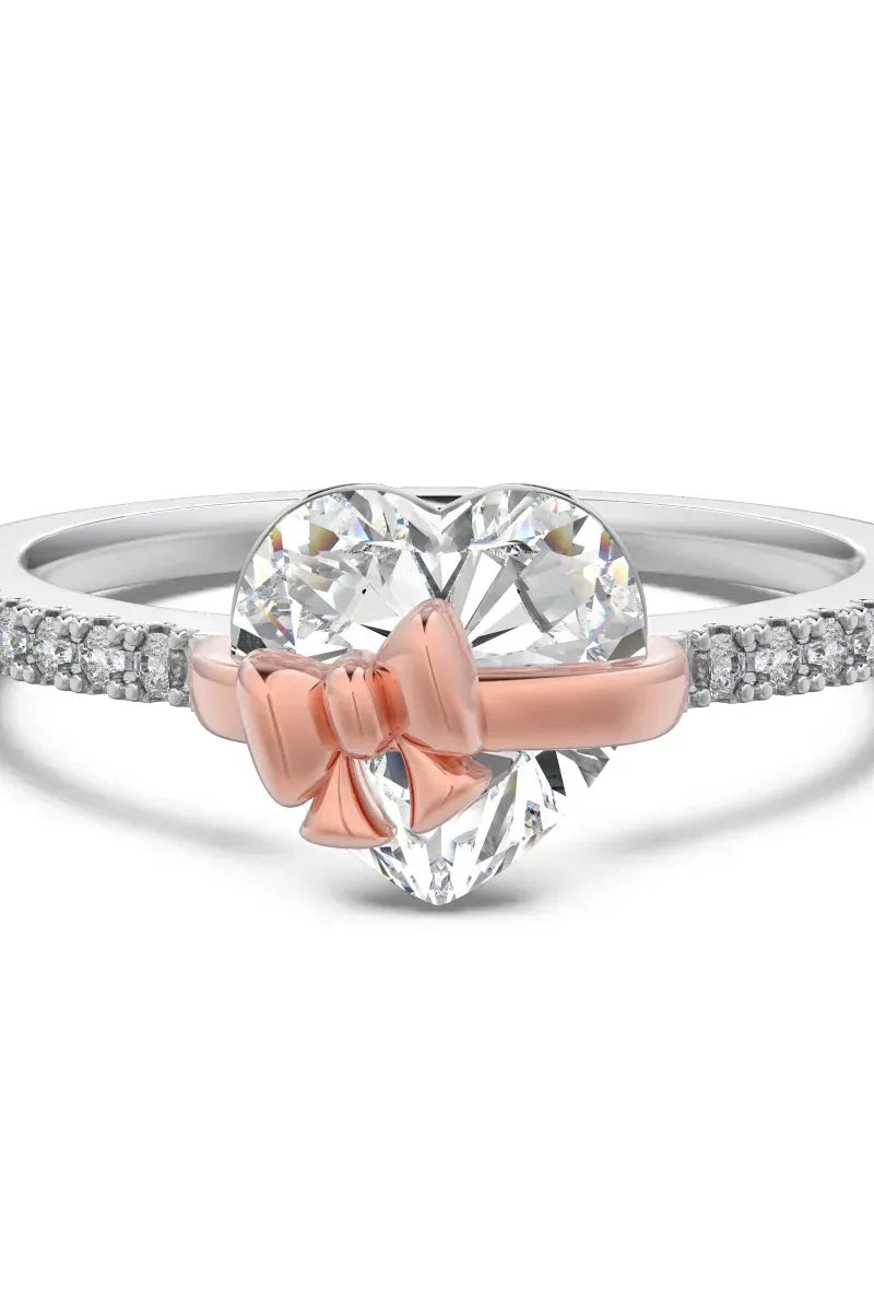 Heart Bow Ring Pink