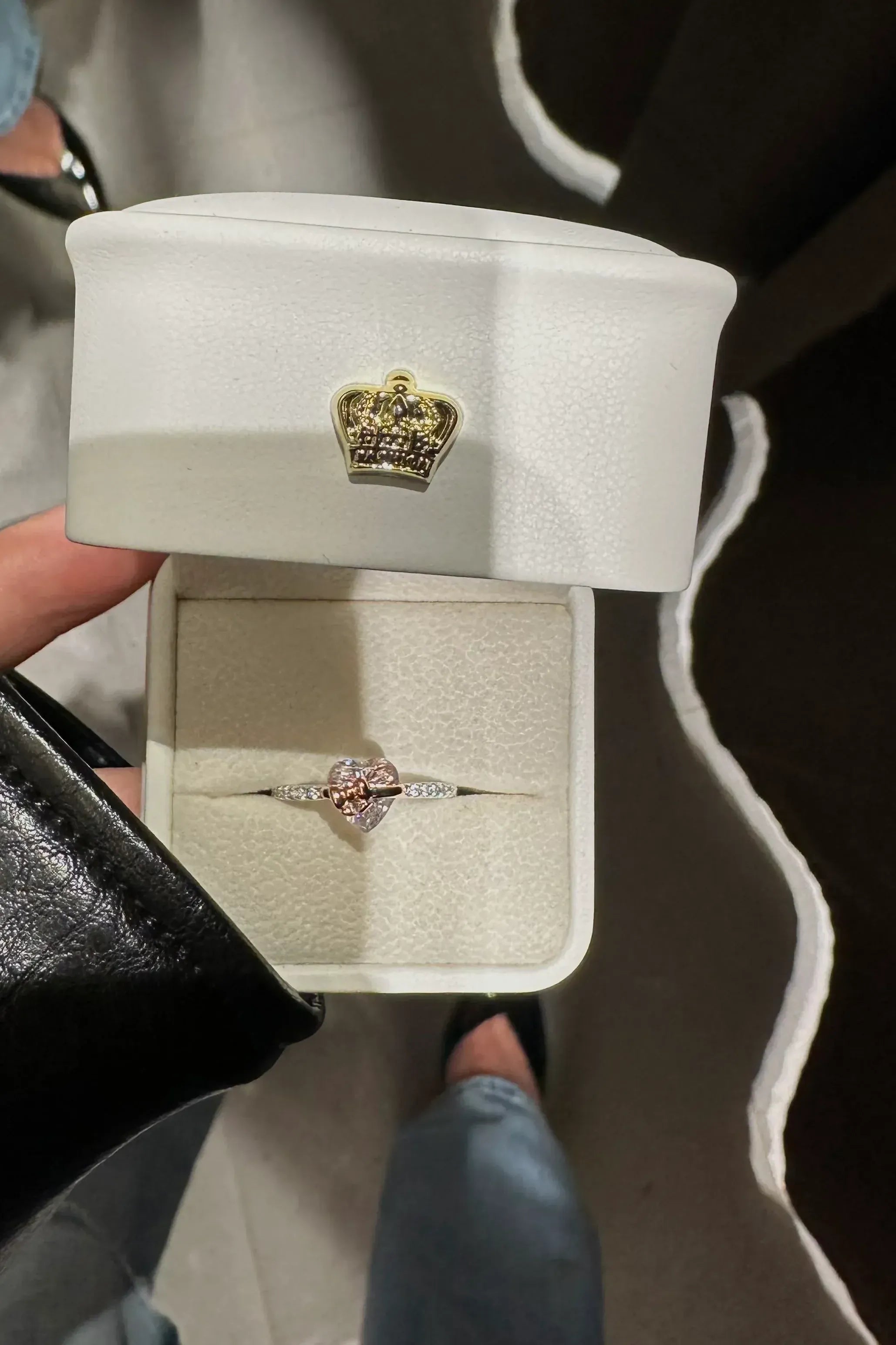 Heart Bow Ring Pink