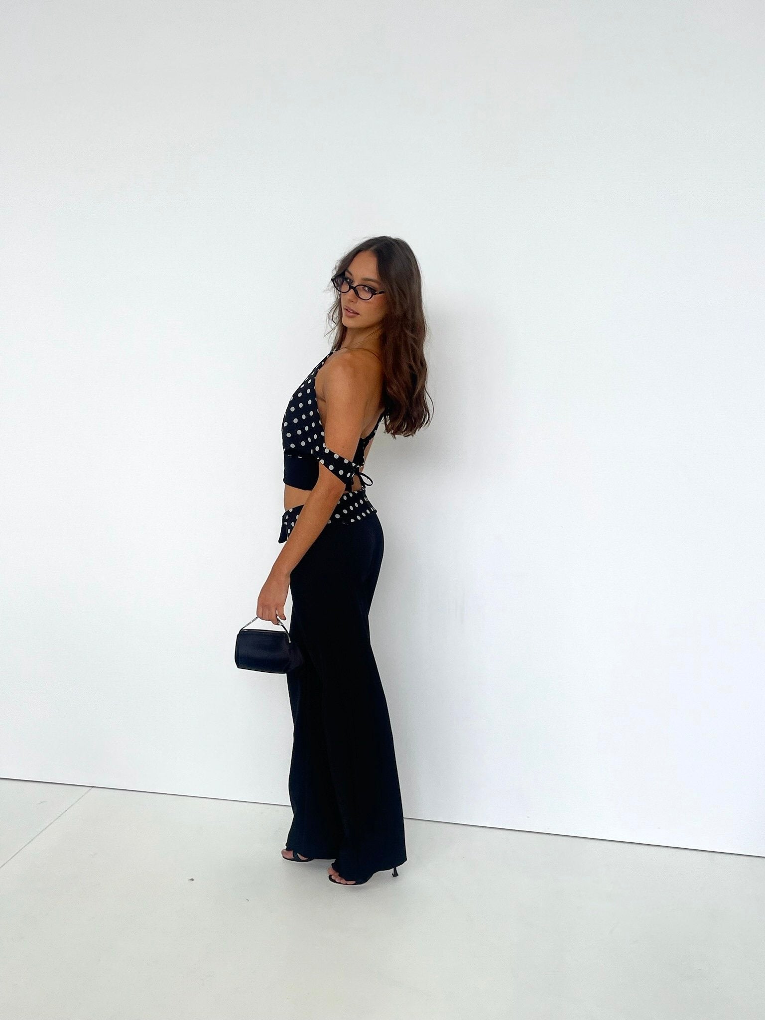 Tessa | Polka Top Black