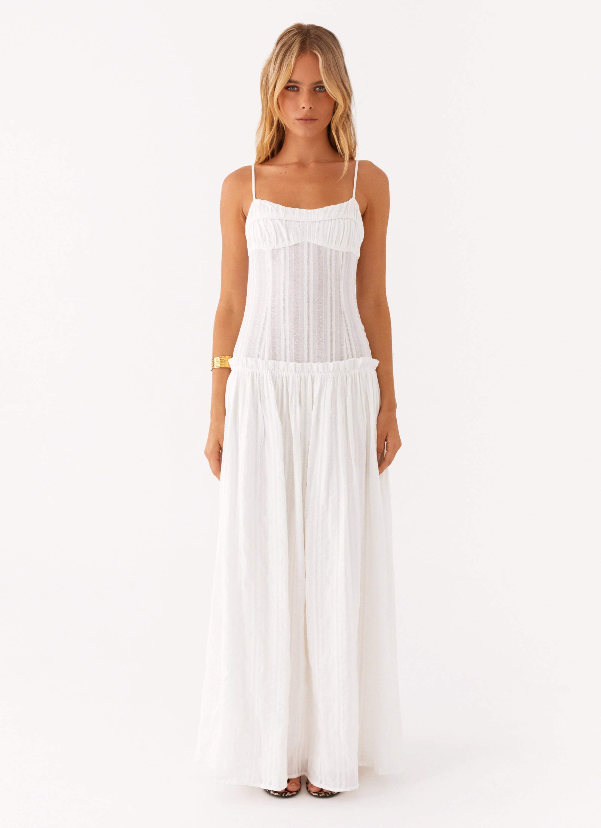 Lucy | Mesh Maxi Dress White