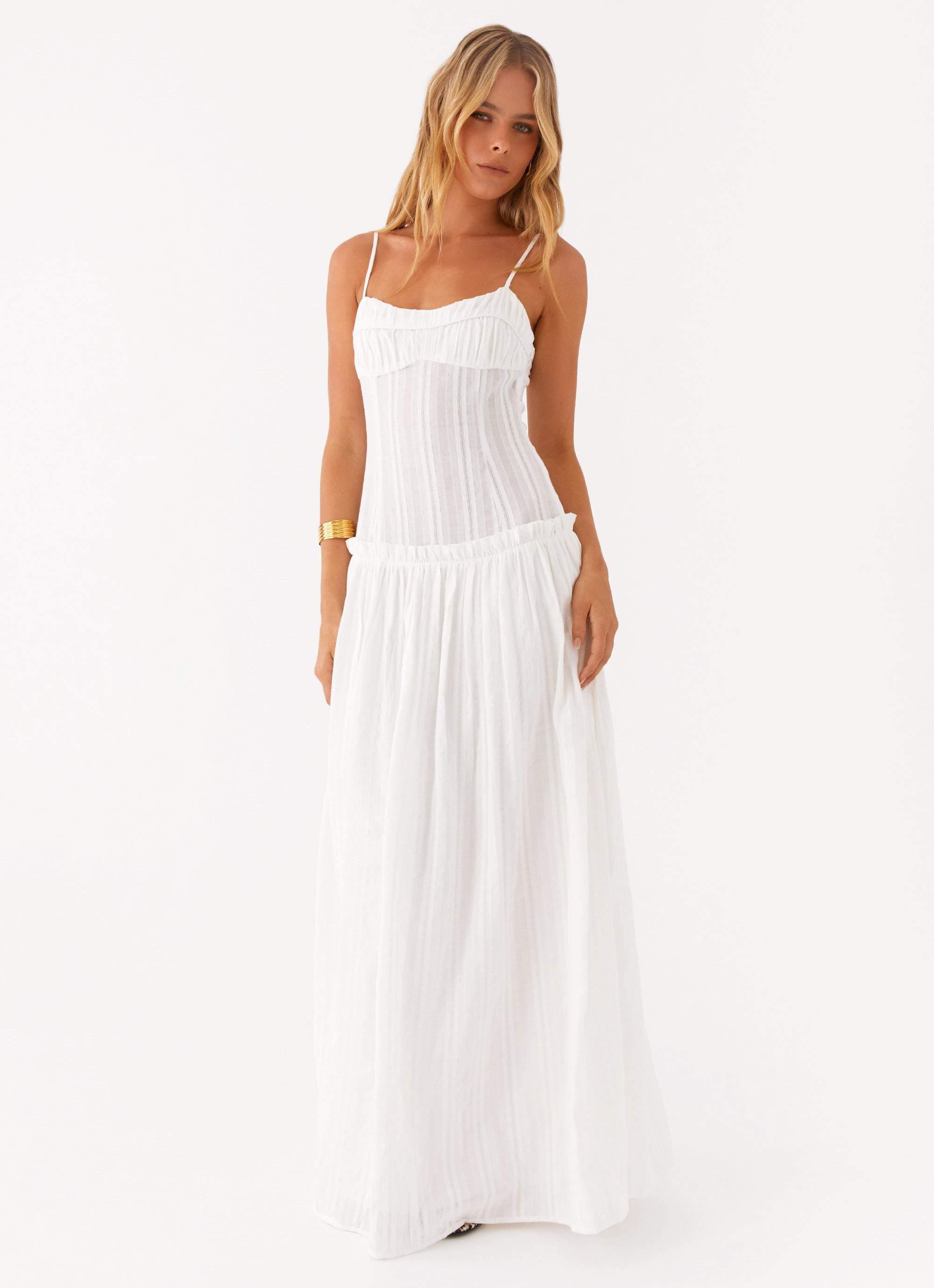 Lucy | Mesh Maxi Dress White