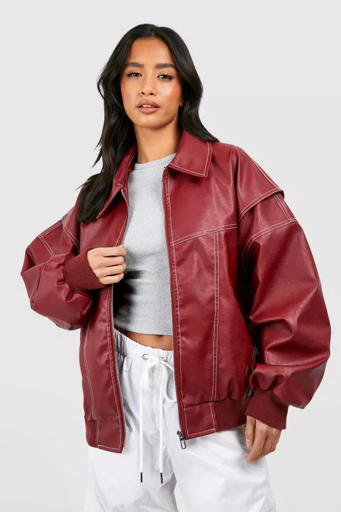 Lizzy | Leather Jacket Red