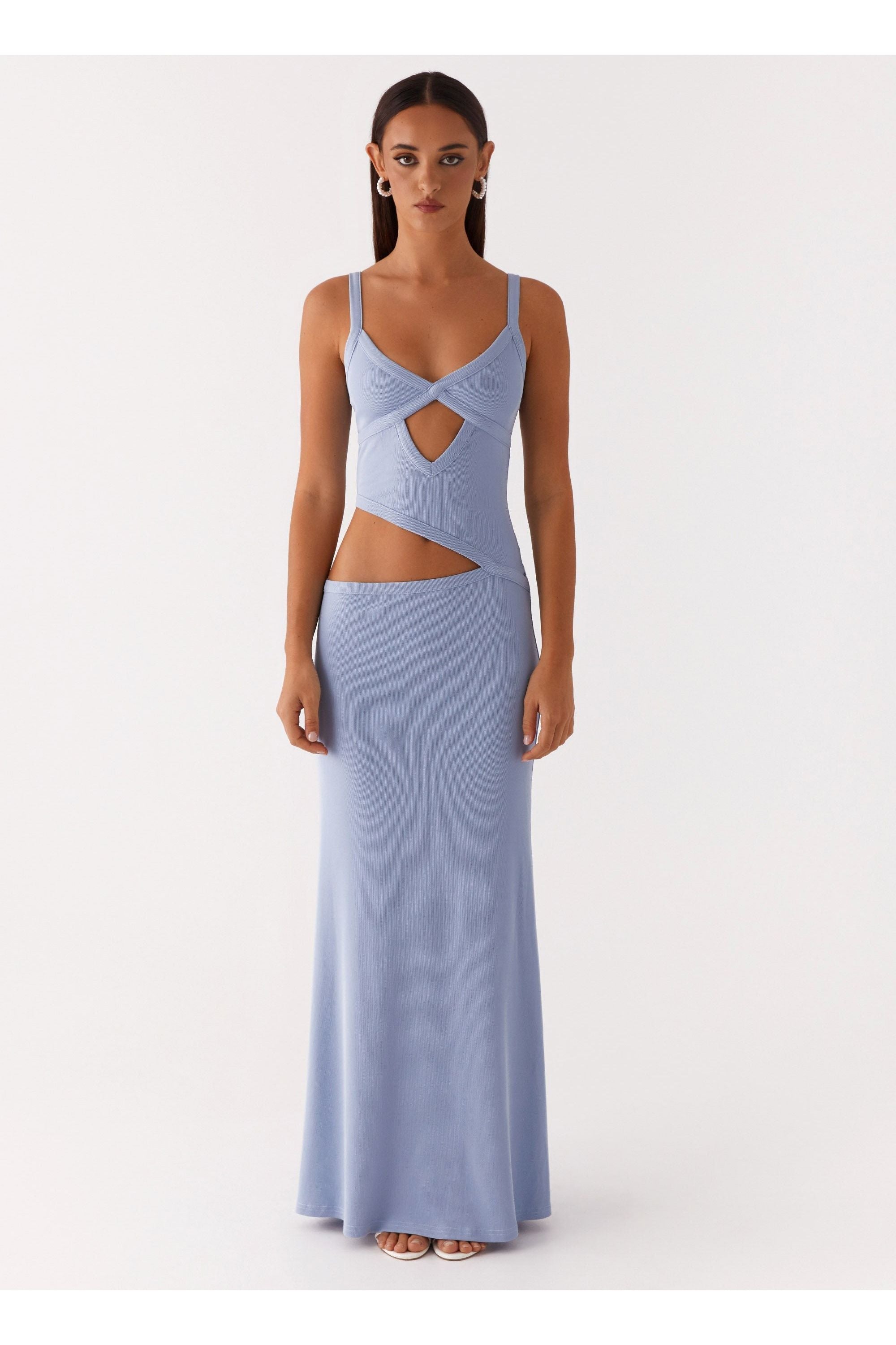 Willa | Mesh Maxi Dress Light Blue