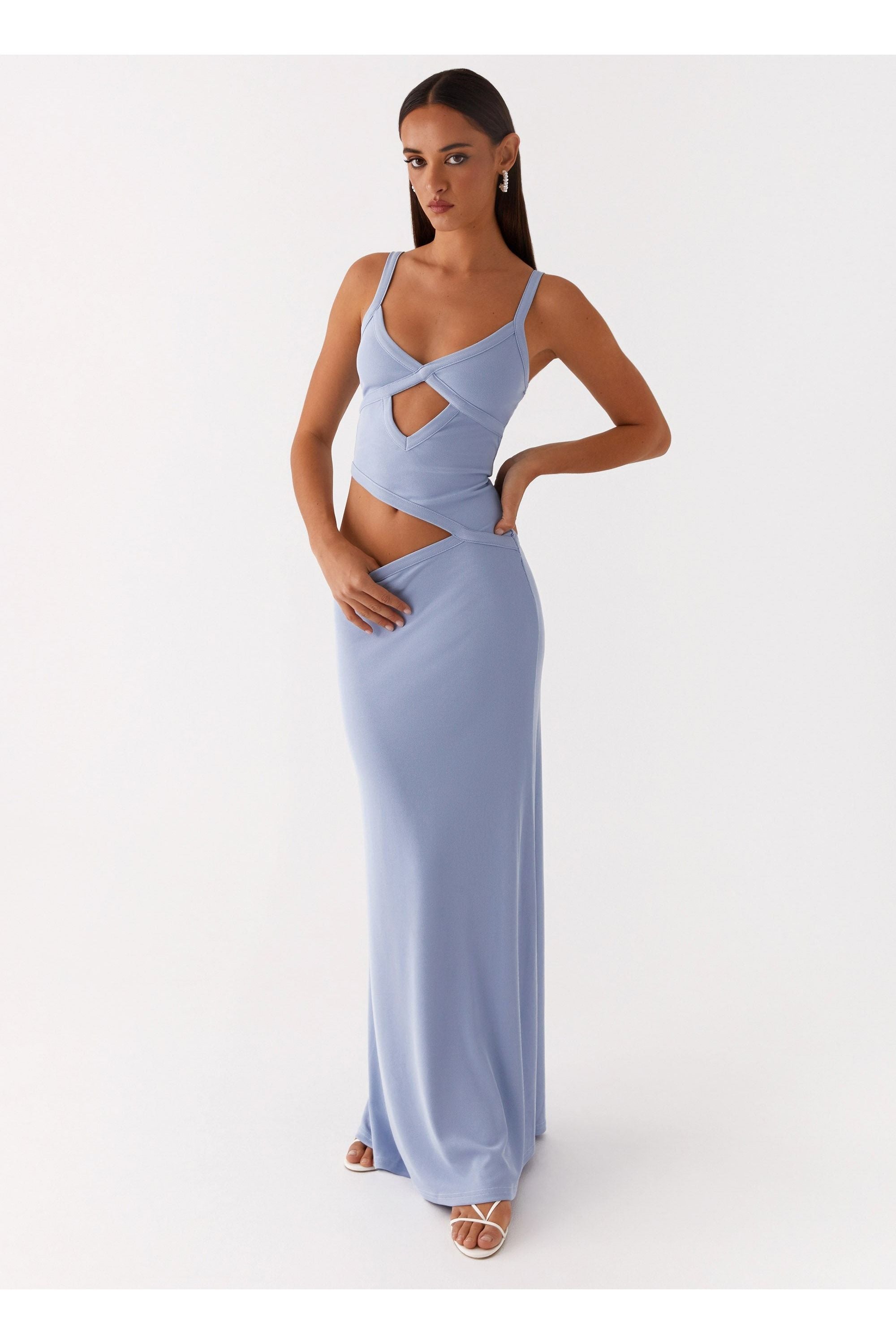 Willa | Mesh Maxi Dress Light Blue