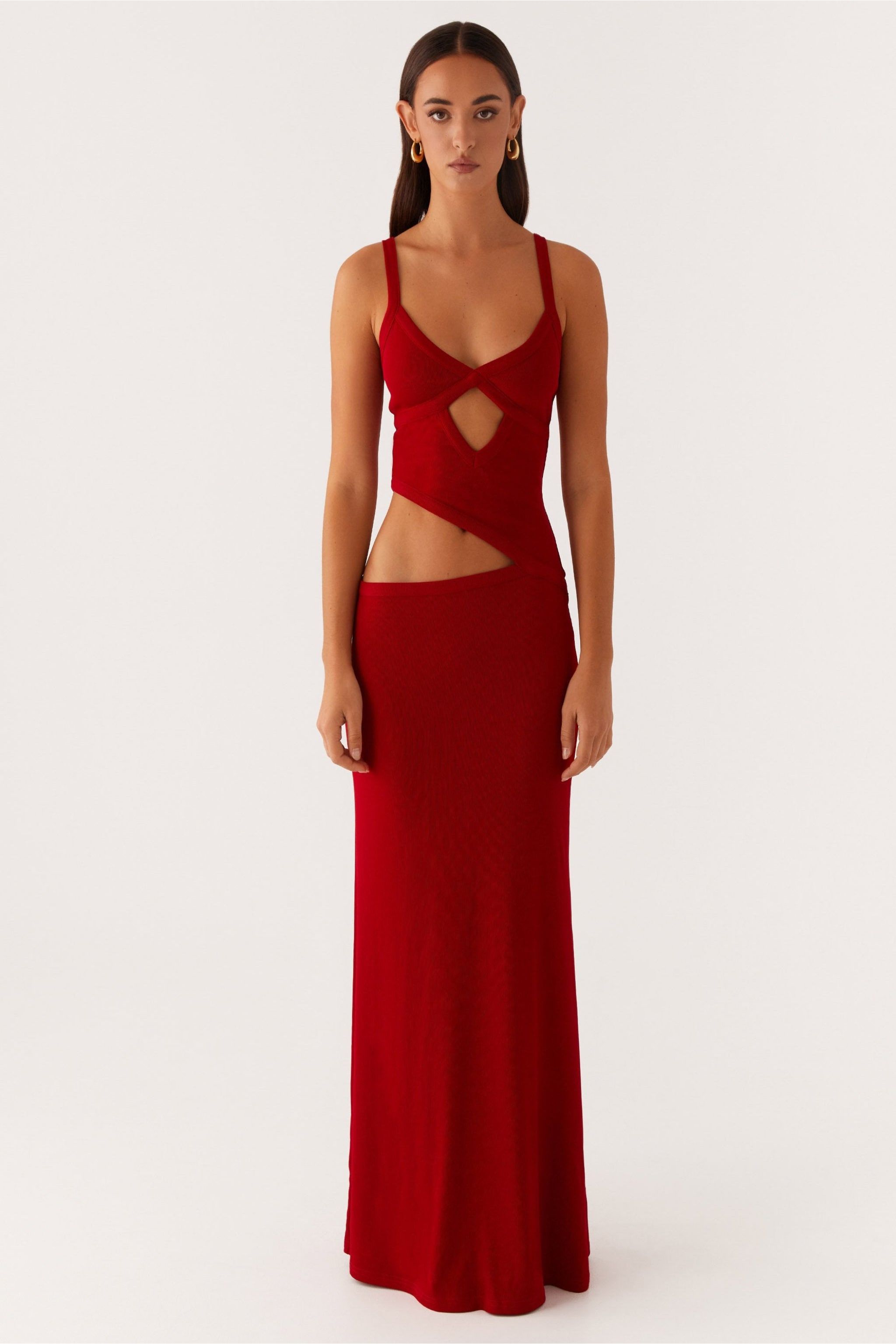 Willa | Mesh Maxi Dress Red