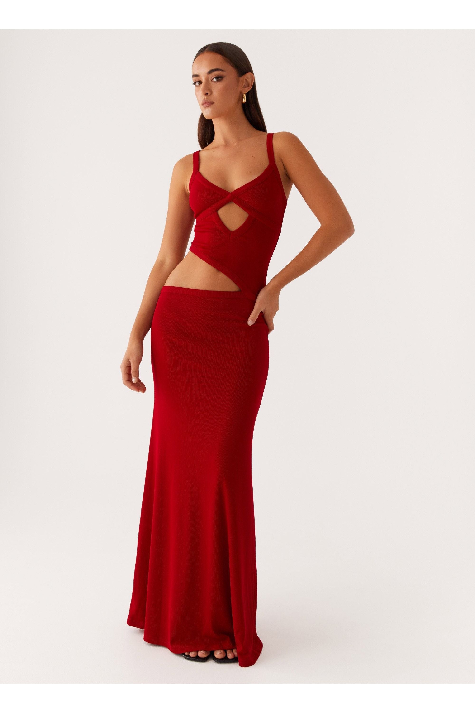 Willa | Mesh Maxi Dress Red