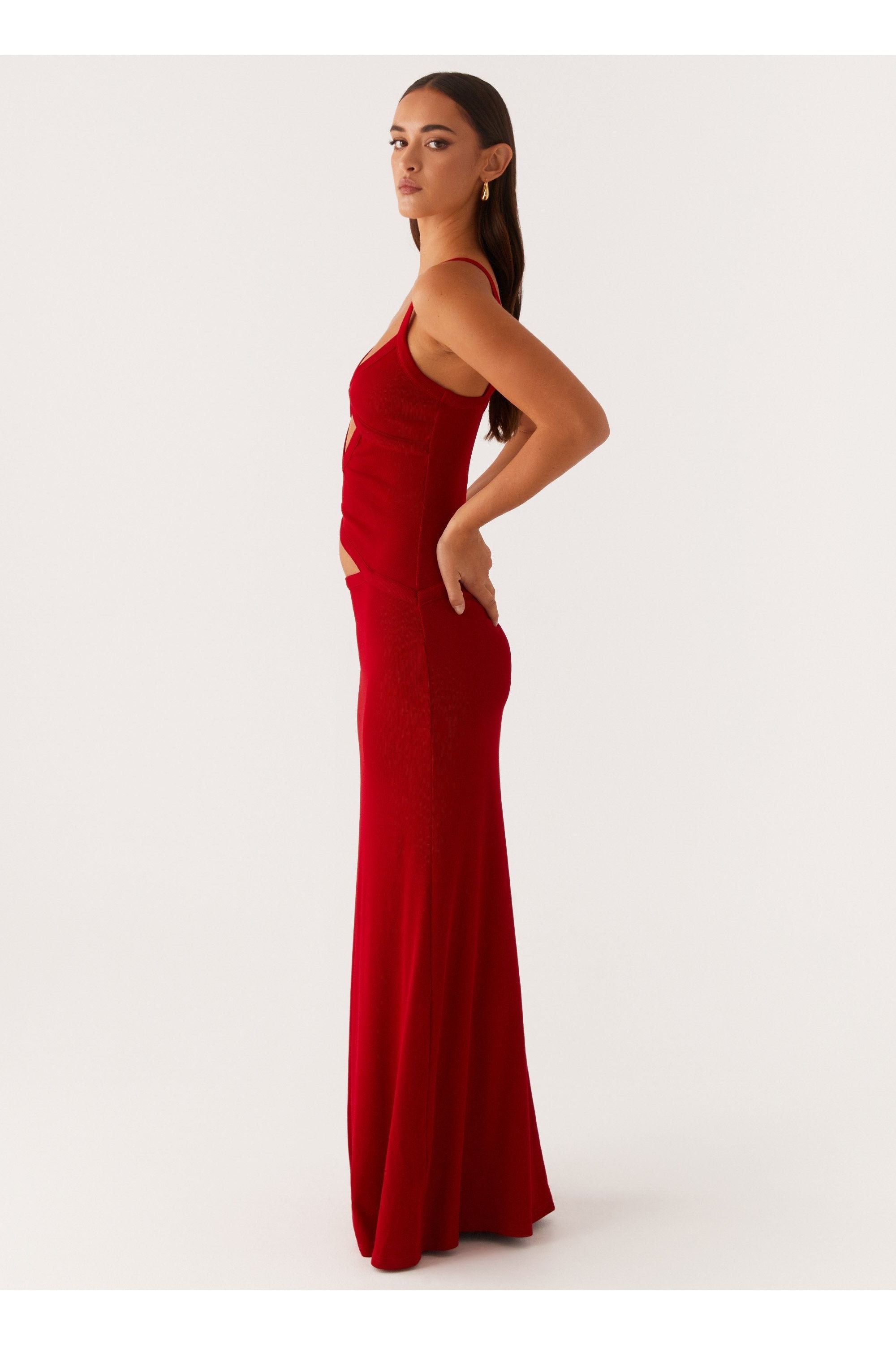 Willa | Mesh Maxi Dress Red