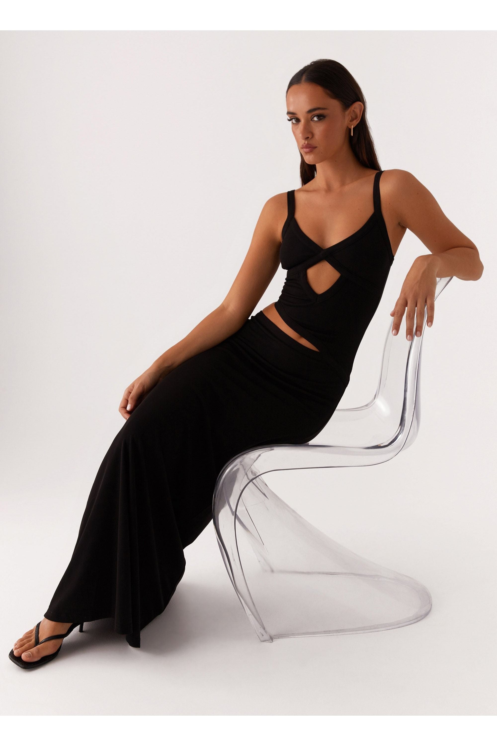 Willa | Mesh Maxi Dress Black