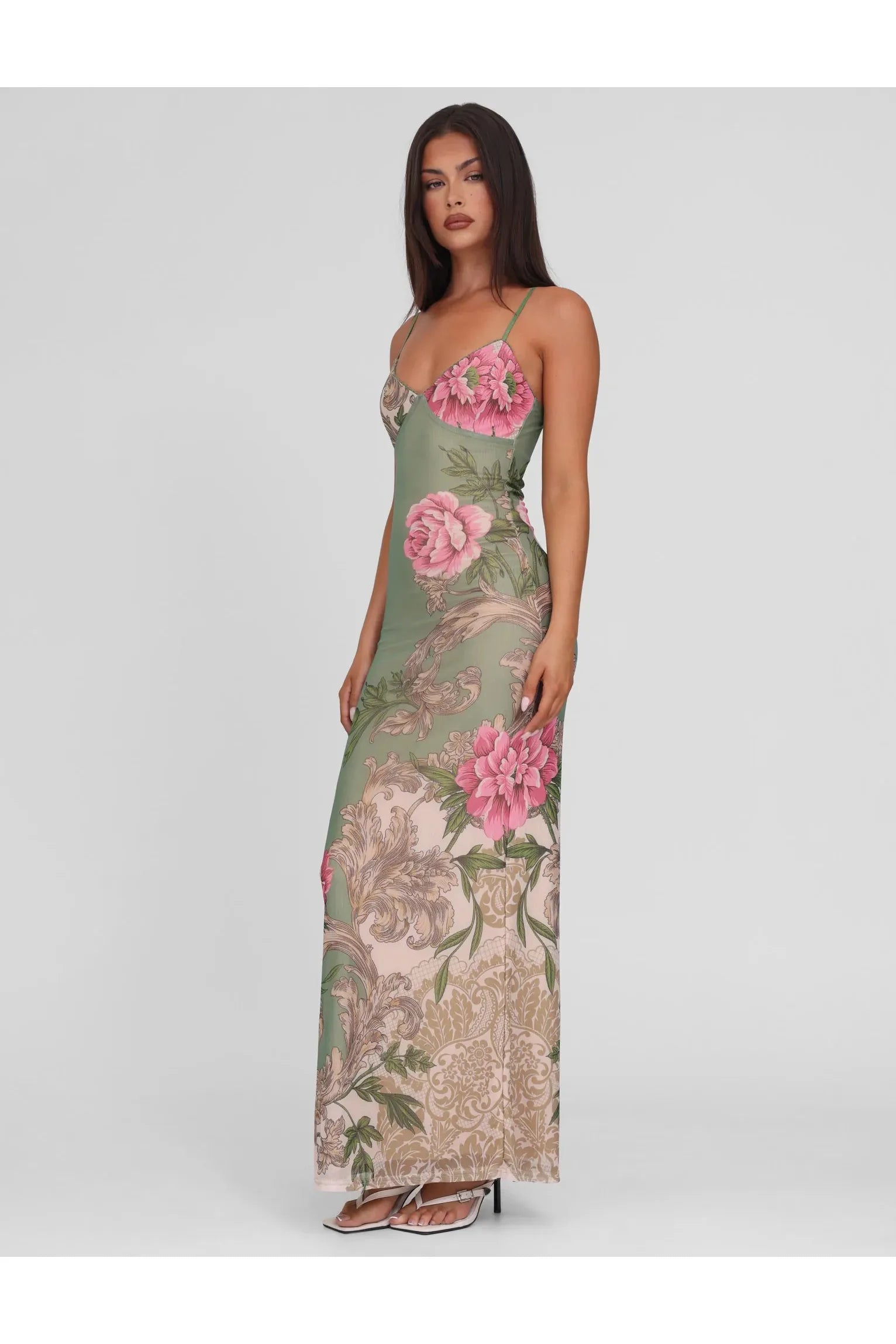 Skye | Floral Maxi Dress Green