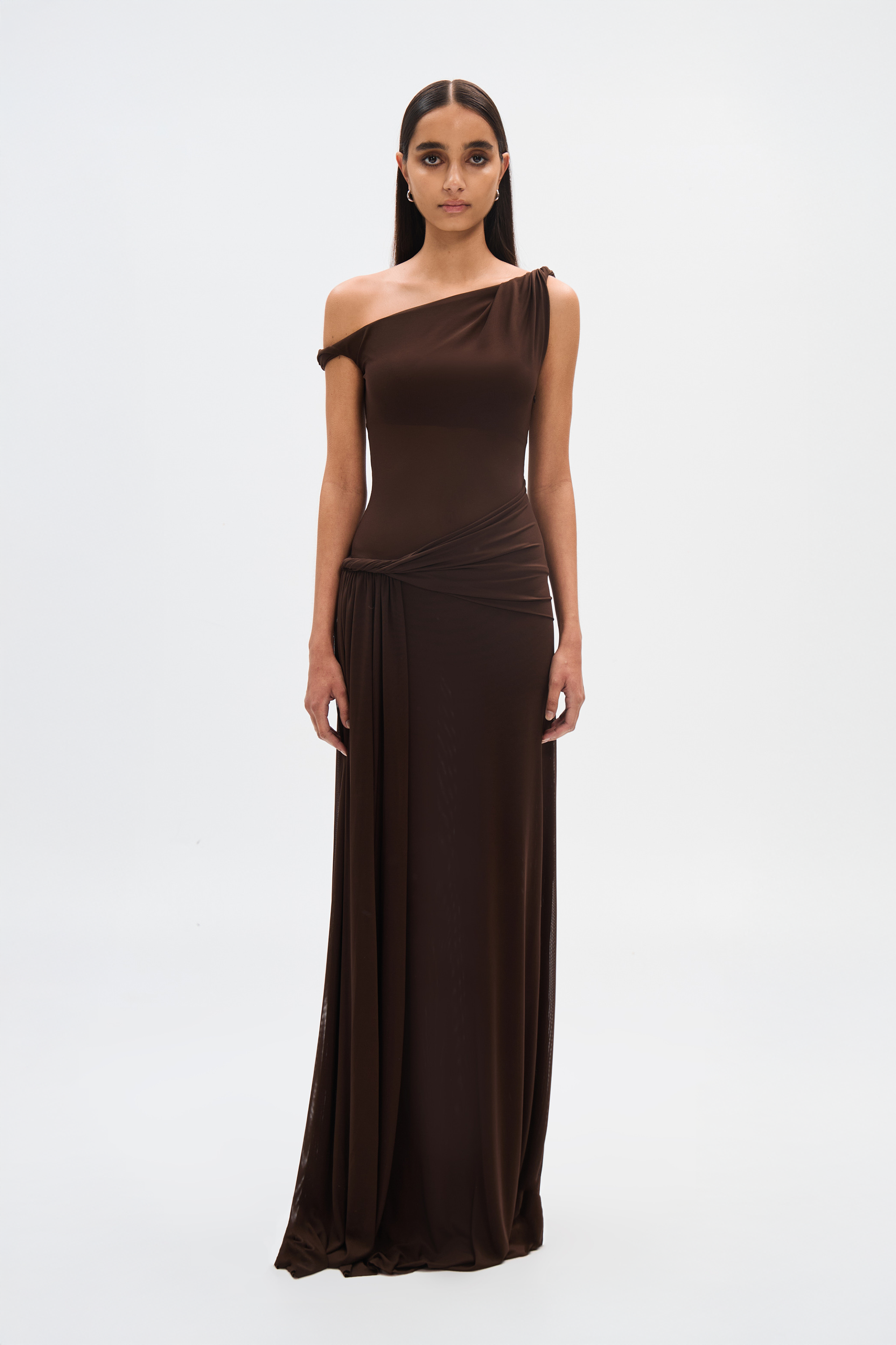 Rosie | One Shoulder Maxi Dress Brown