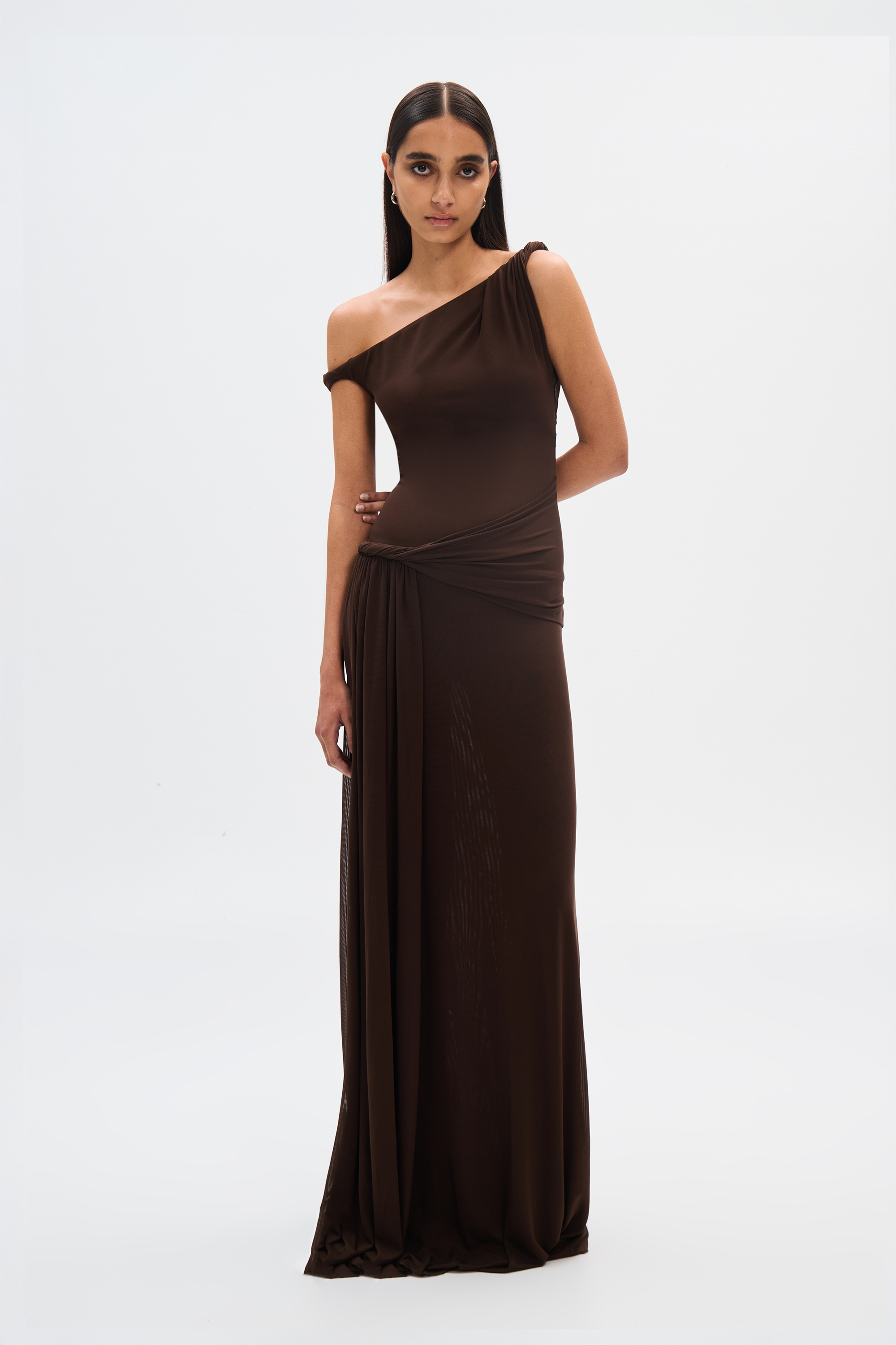 Rosie | One Shoulder Maxi Dress Brown