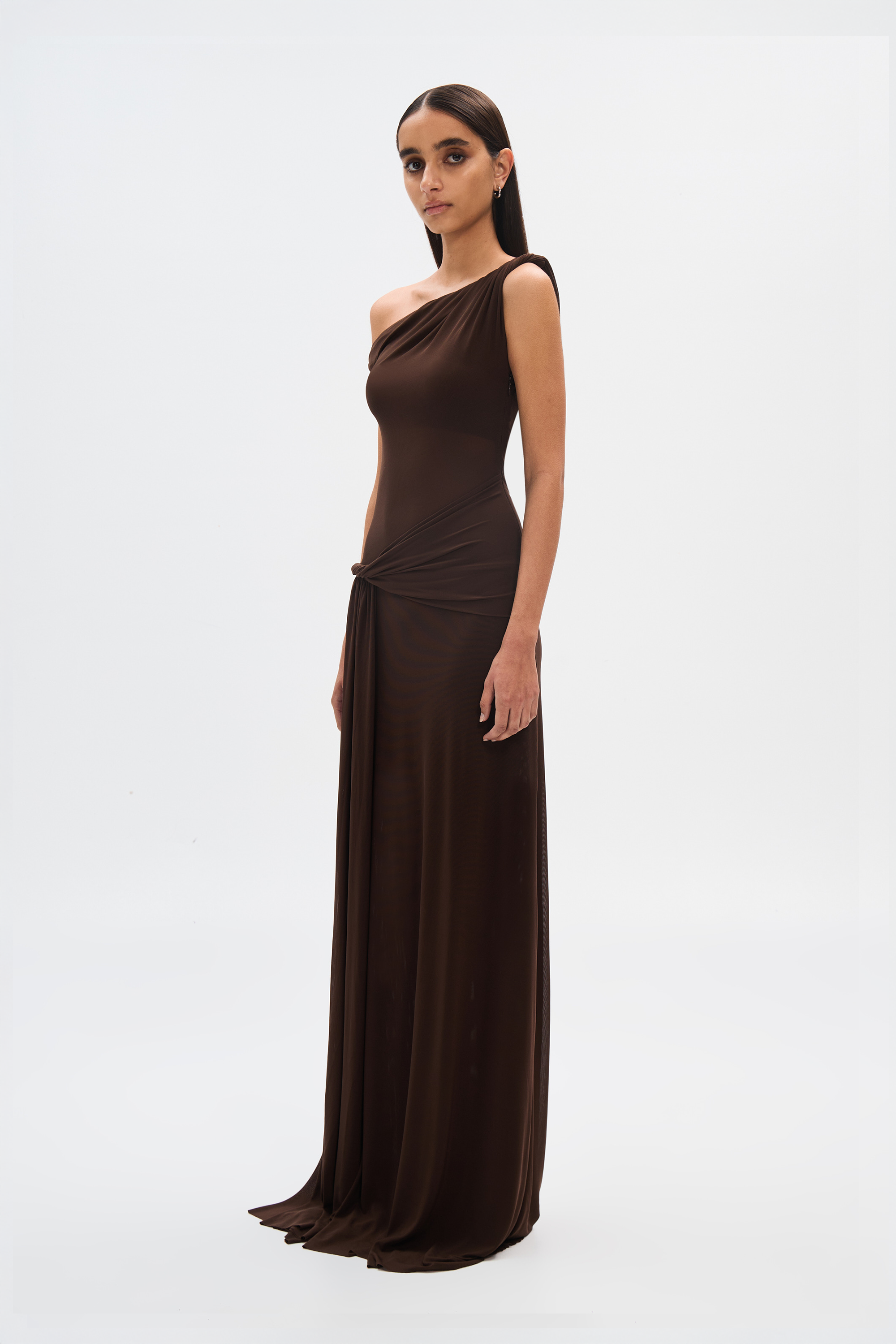 Rosie | One Shoulder Maxi Dress Brown