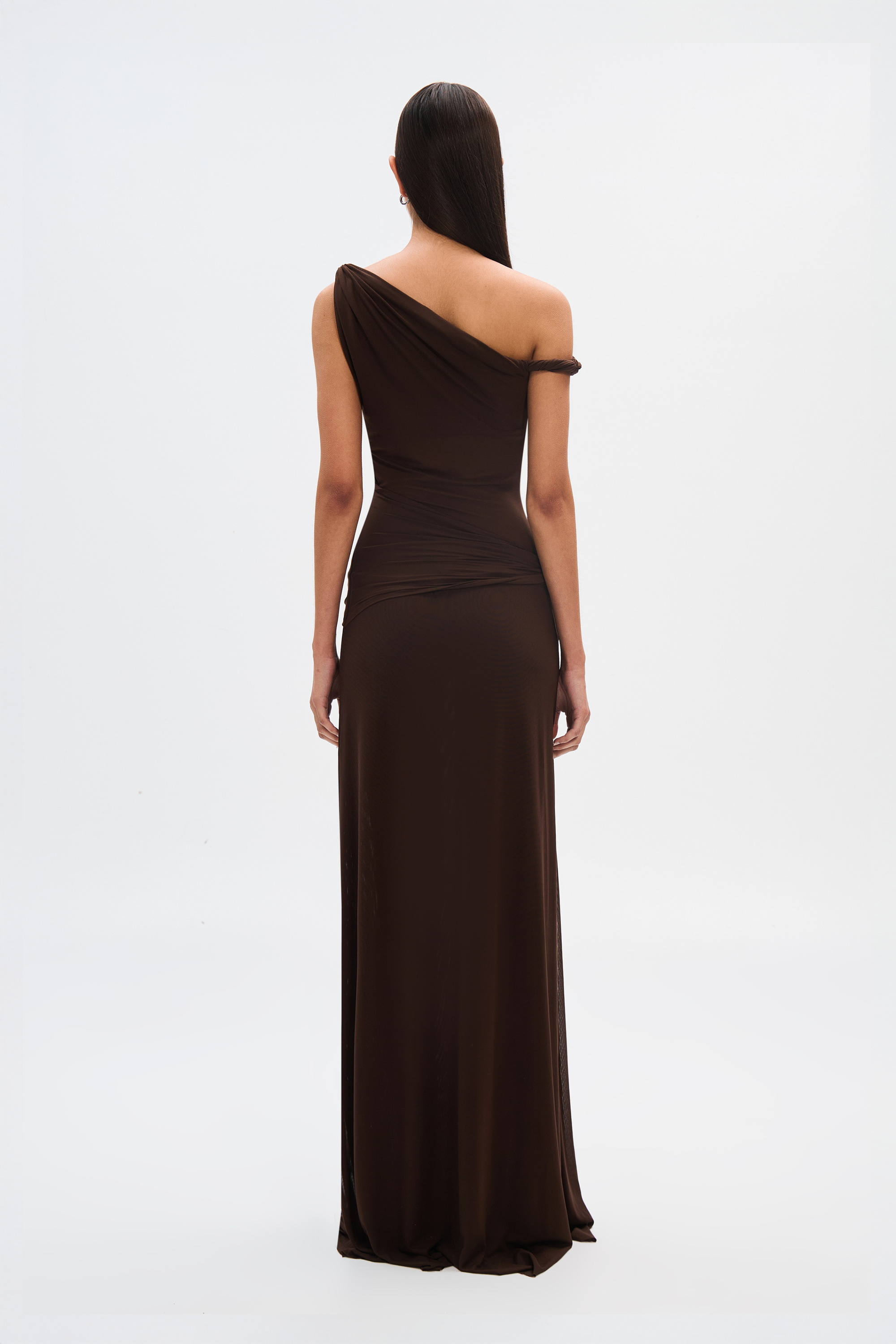 Rosie | One Shoulder Maxi Dress Brown