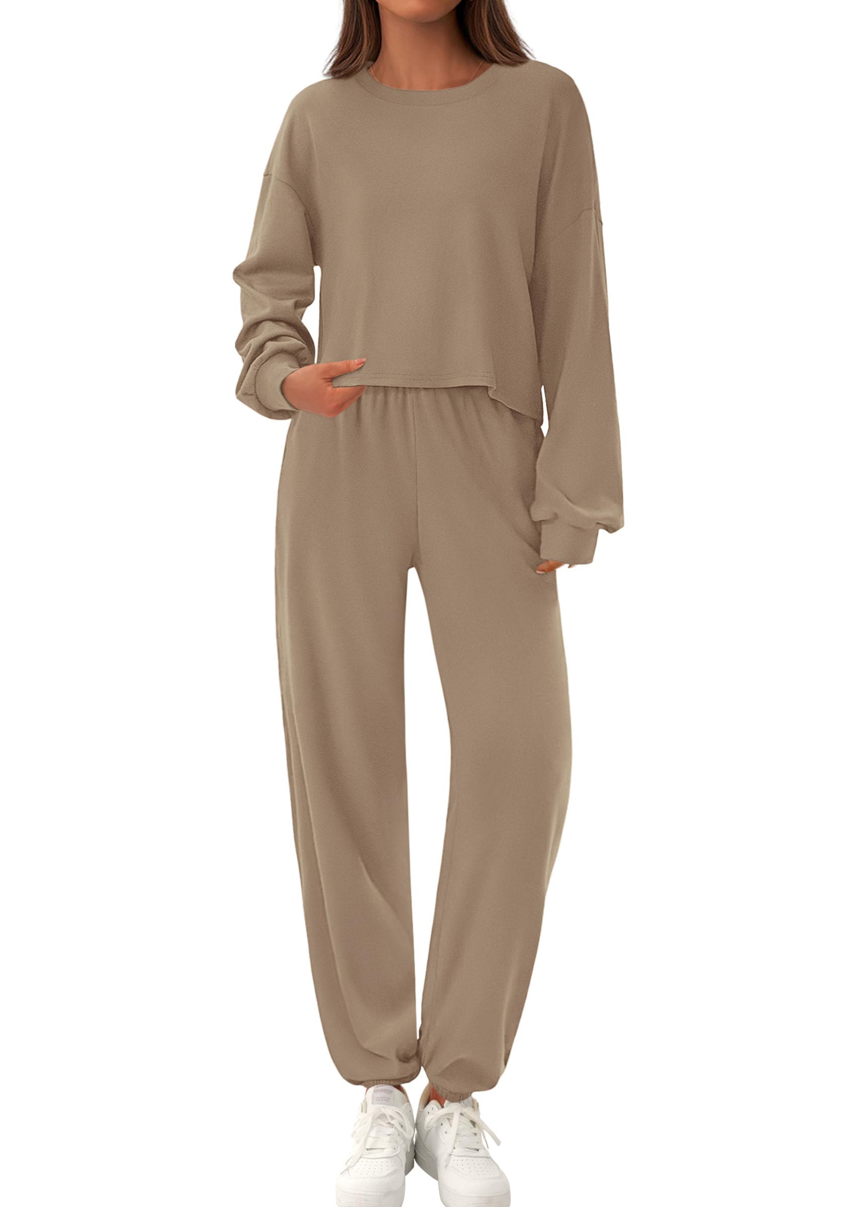 Chichi Women's Two Piece Outfits Lounge Sets Long Sleeve Pullover Tops Sweatpants Fall Fashion Matching Clothing Dark Green